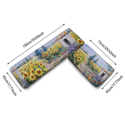 Two-piece L multifunctional kitchen mat Sunflowers | Flannel