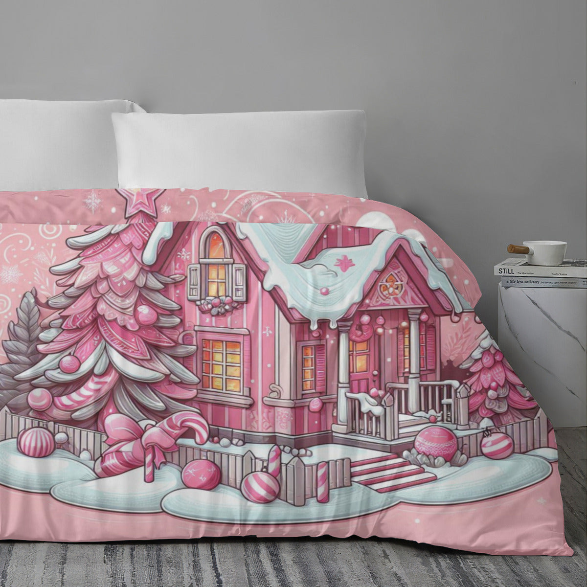 Quilt Cover Four-Piece Set  Christmas Pink House decoration