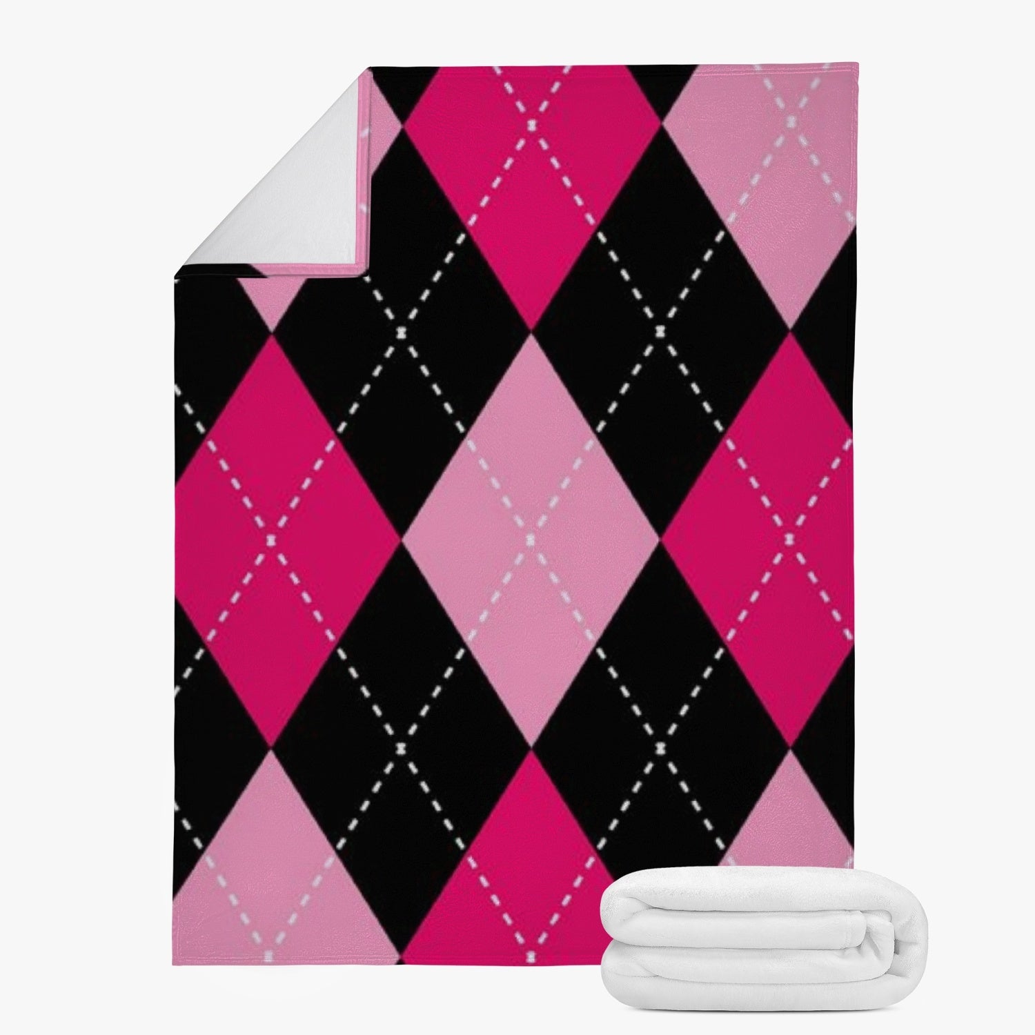 227. Trends Dual-sided Stitched Fleece Blanket Black pink Christmas