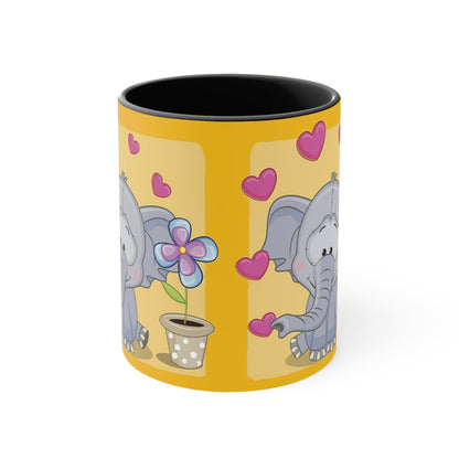 Accent Coffee Mug Elephant with Hearts