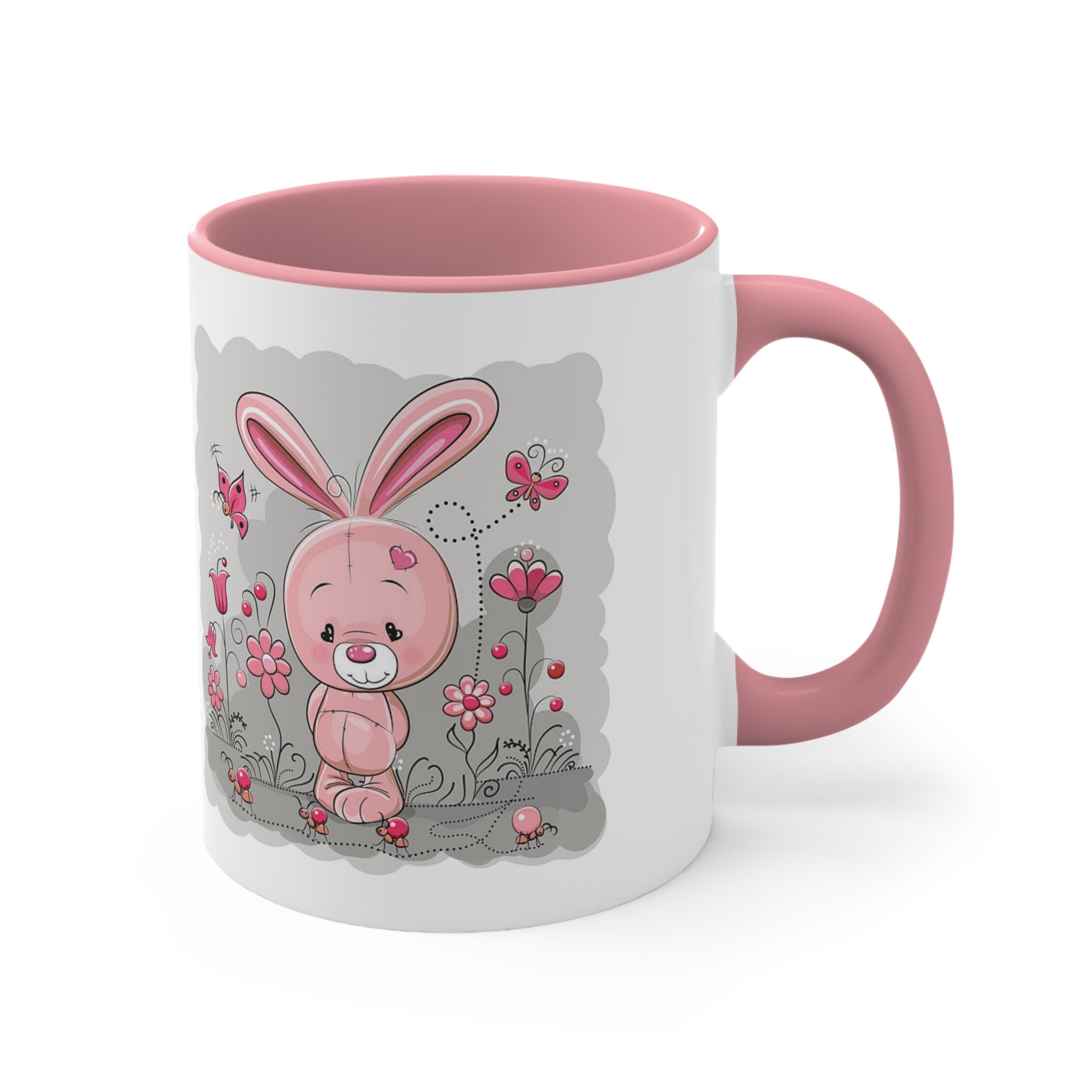 Accent Coffee Mug Pink Rabbit Valentine