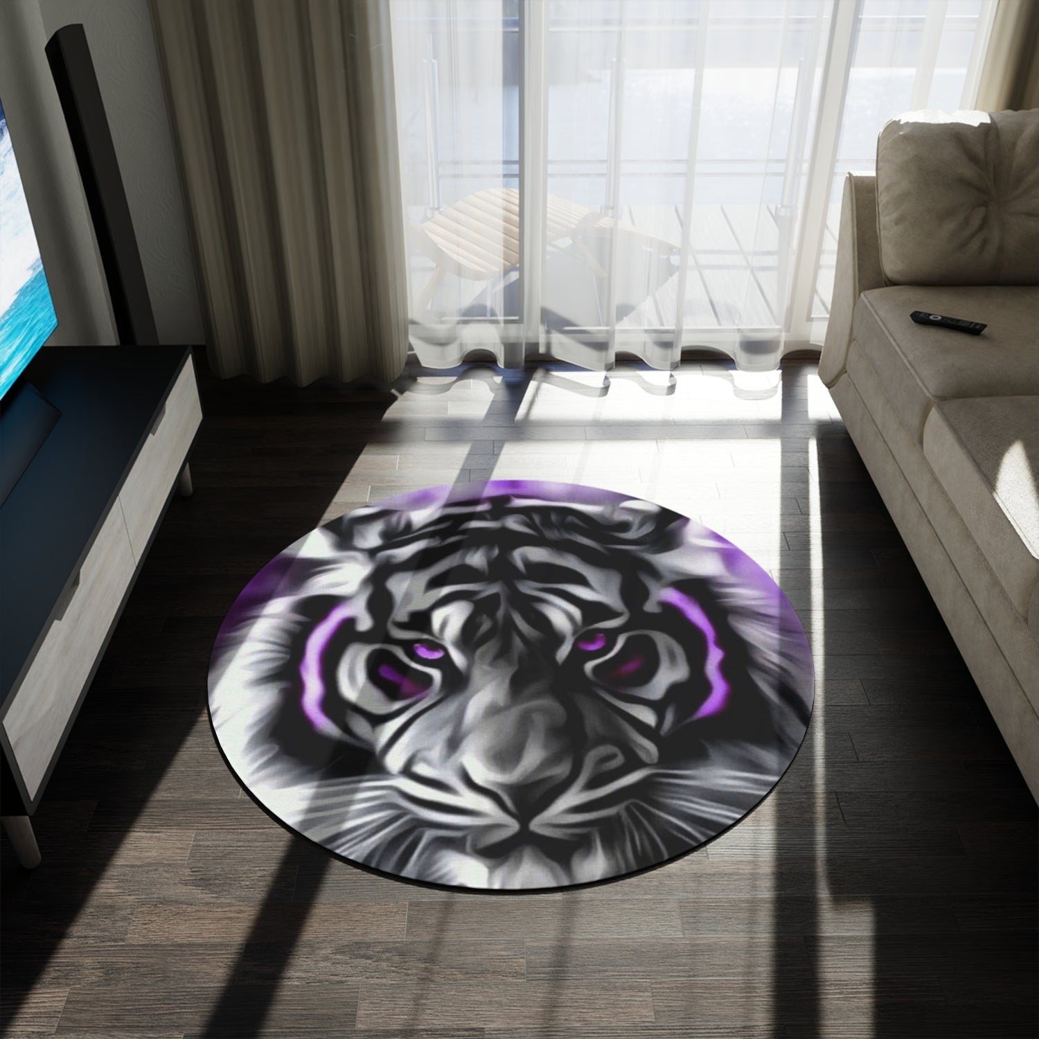 Round Rug Purple Tiger