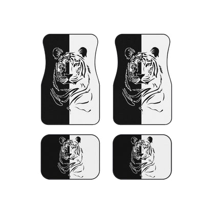 Car Mats (Set of 4) Half black, half white tiger