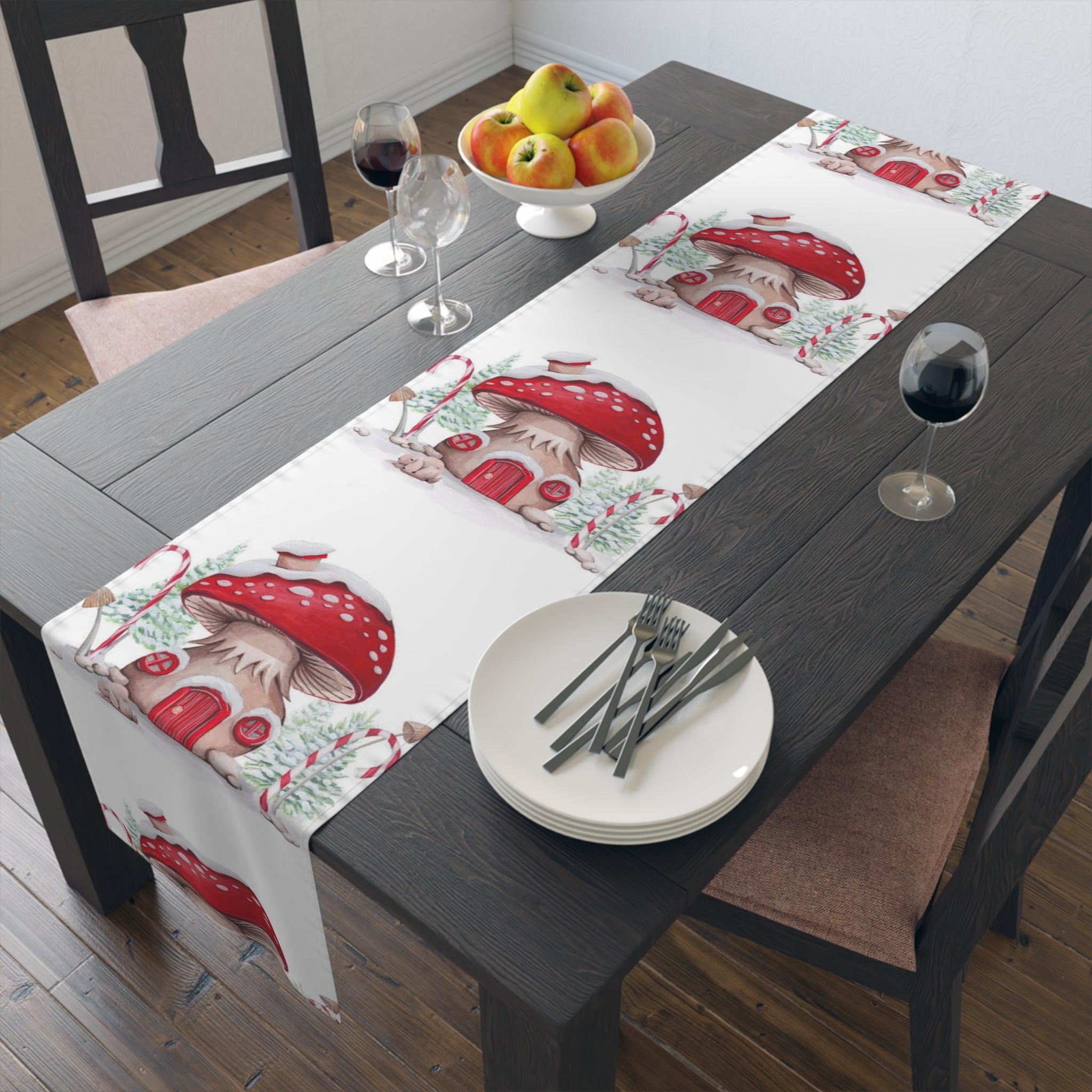 Table Runner (Cotton, Poly) Christmas decoration Mushrooms