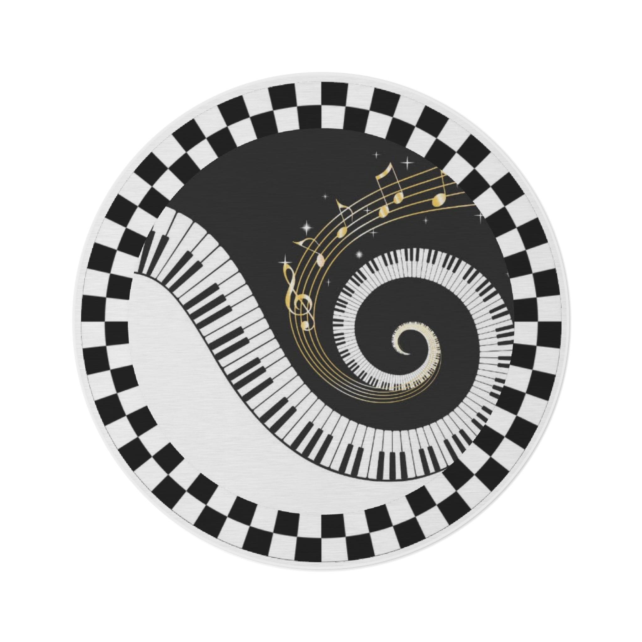 Round Rug Piank keyboard black and white decoration