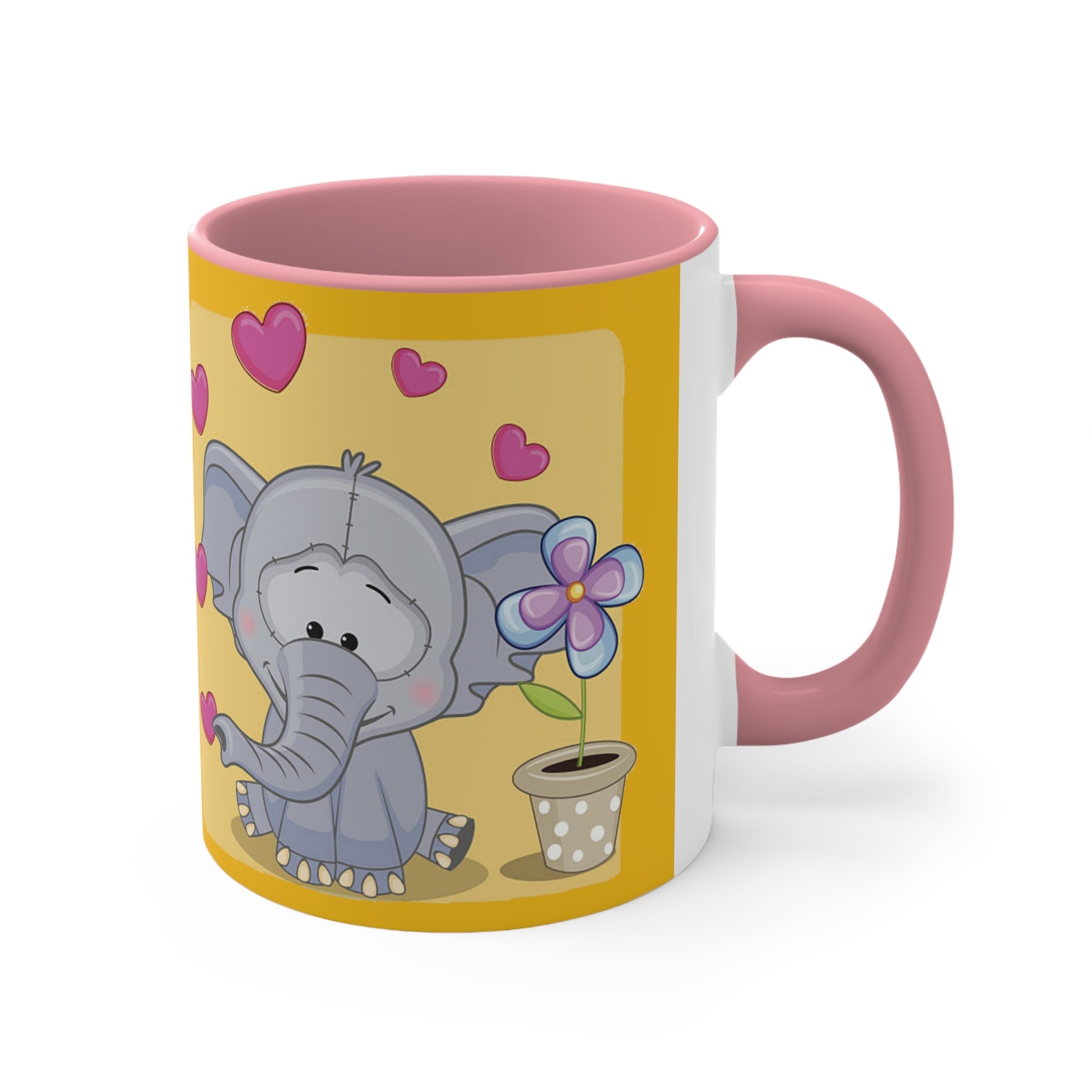 Accent Coffee Mug Elephant with Hearts