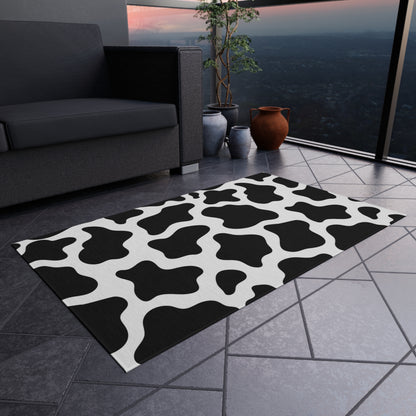 Outdoor and Area Rug Cow print,black and white