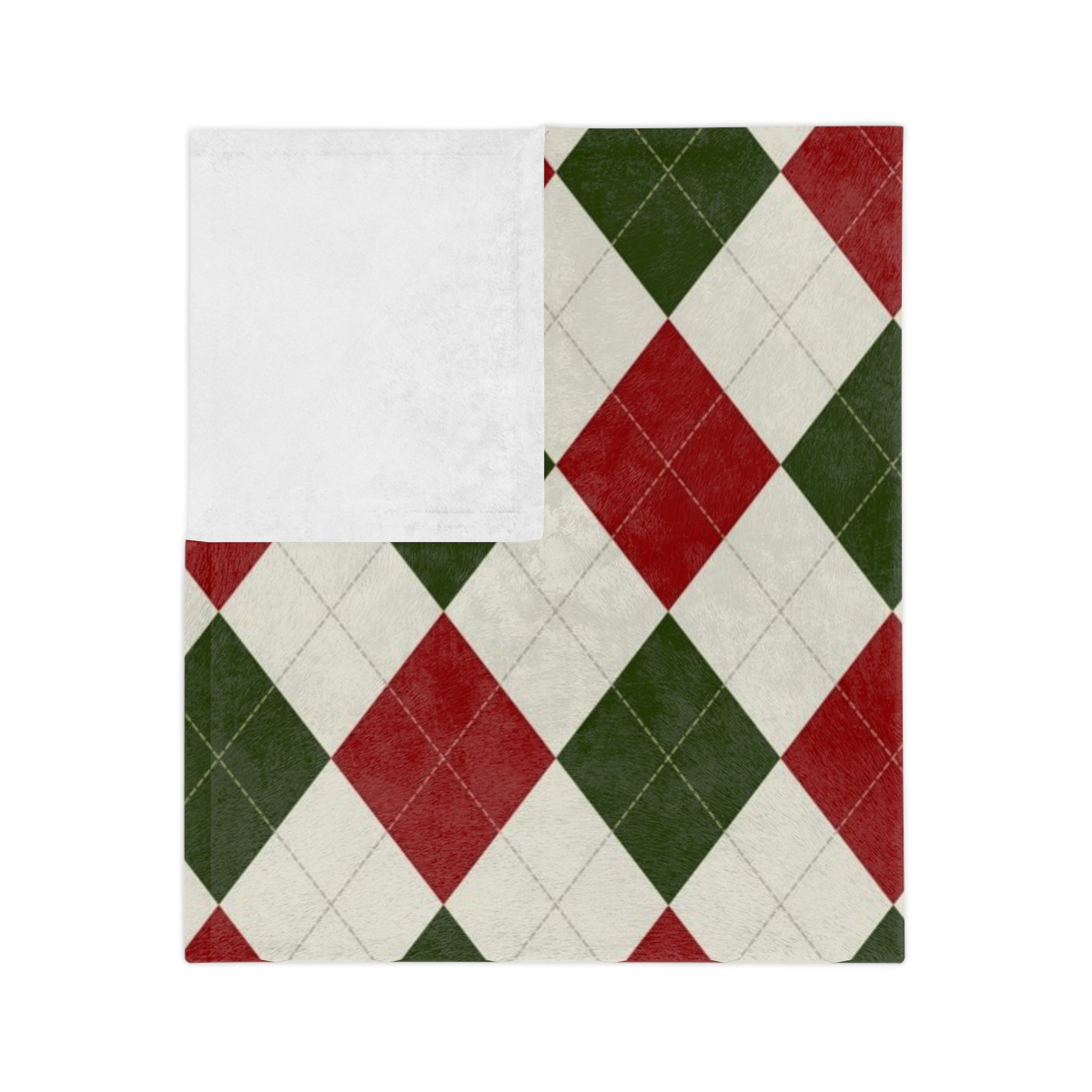 Velveteen Minky Blanket Christmas pattern red green