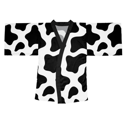 Long Sleeve Kimono Robe Beautiful Black and White