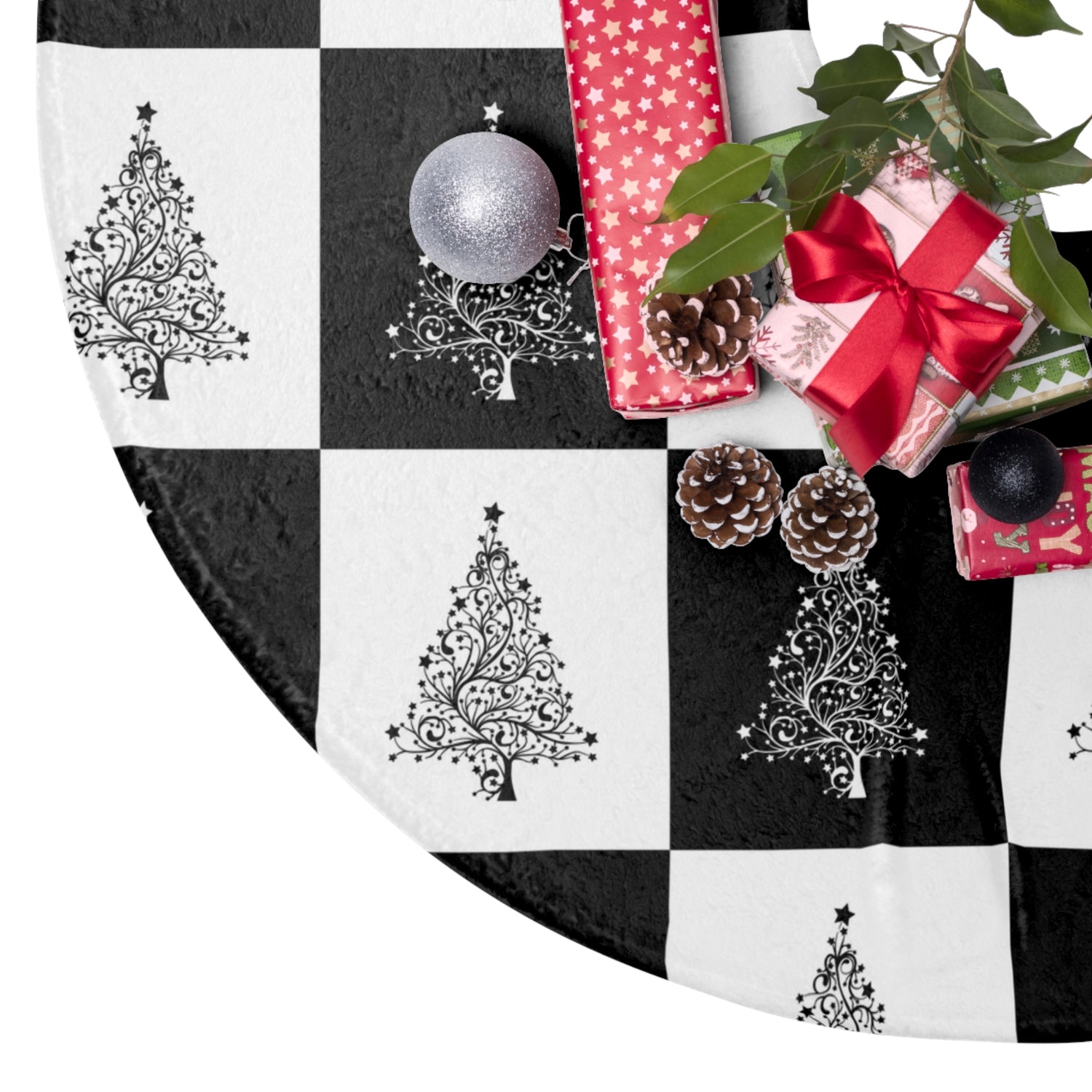 Christmas Tree Skirts Black and white Christmas Trees