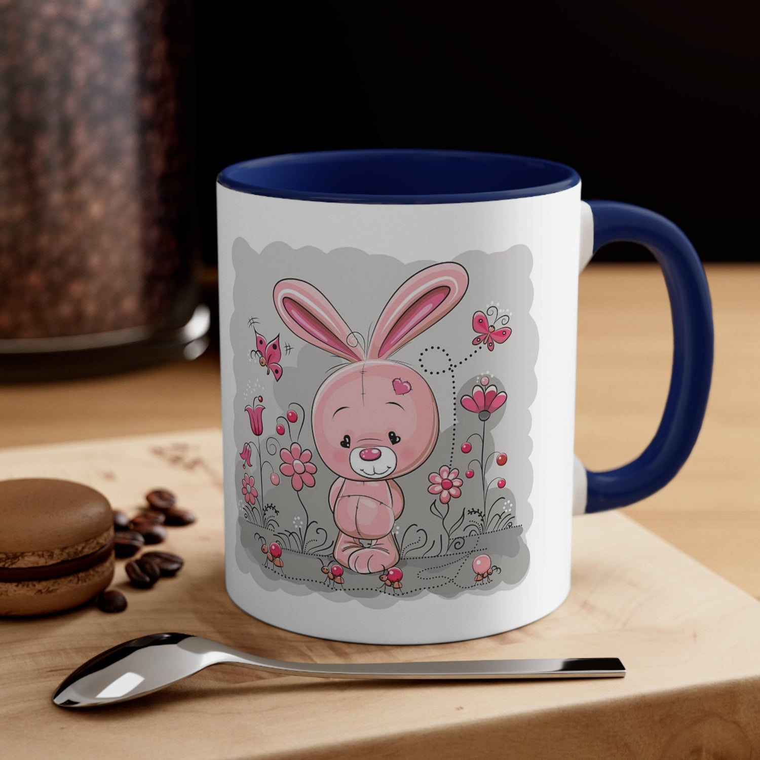 Accent Coffee Mug Pink Rabbit Valentine