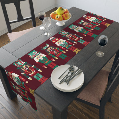 Table Runner (Cotton, Poly) Nutcrackers Merry Christmas