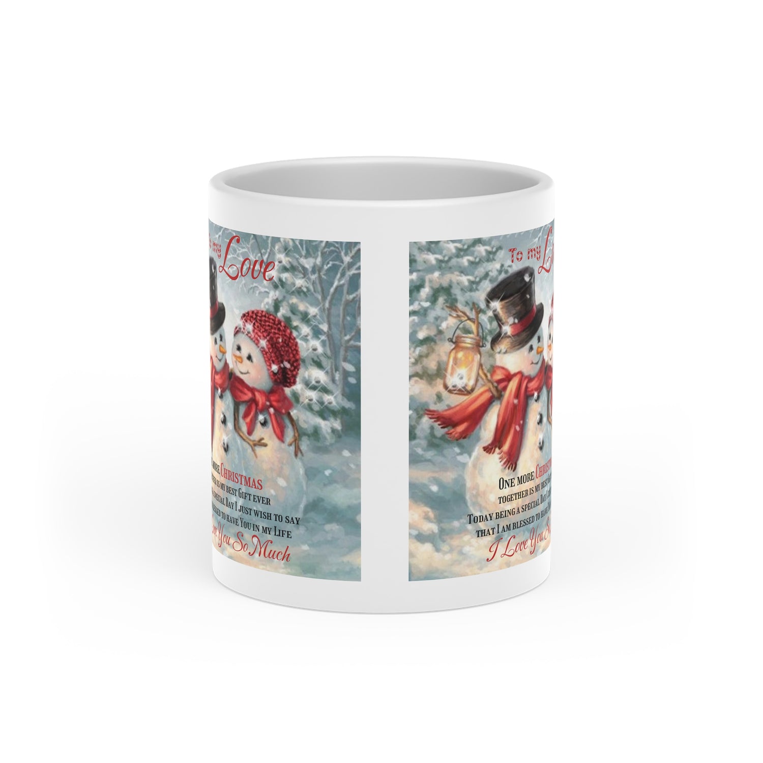 Heart-Shaped Mug Snowmen Decoration One more Christmas together