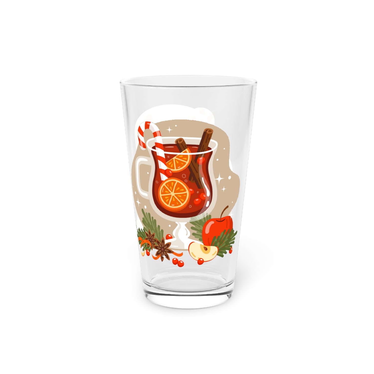 Pint Glass, 16oz Christmas beverage