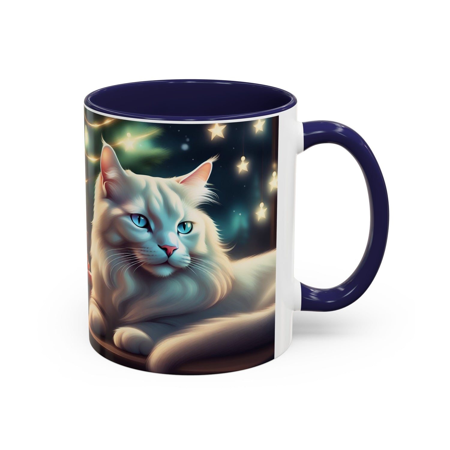 Accent Coffee Mug White Cat Christmas