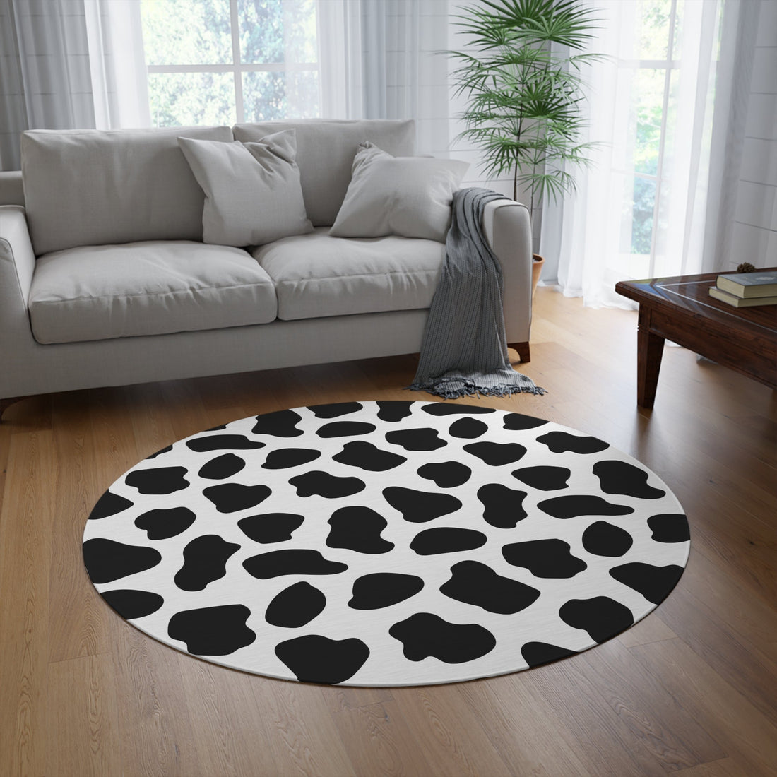 Round Rug Cow print