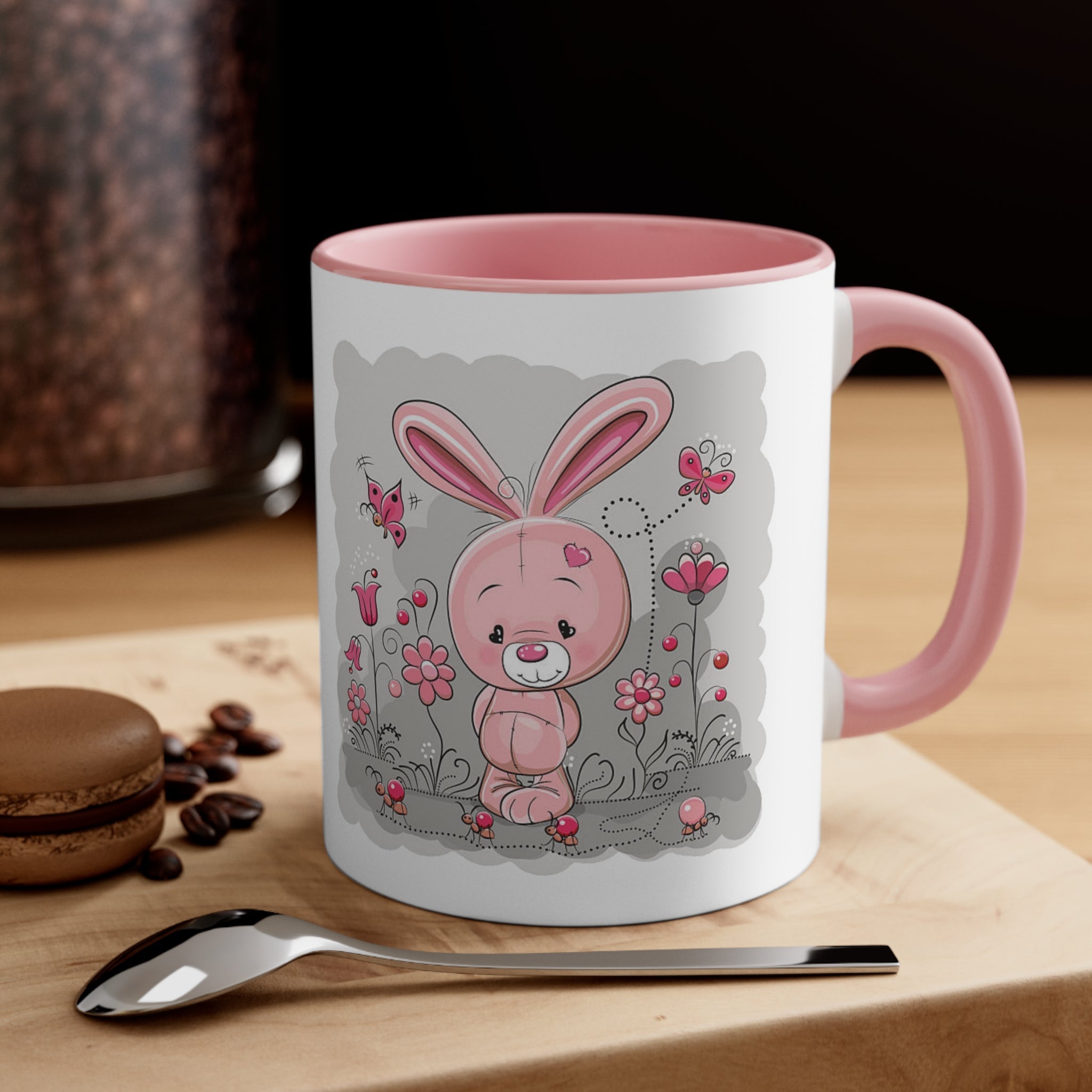 Accent Coffee Mug Pink Rabbit Valentine