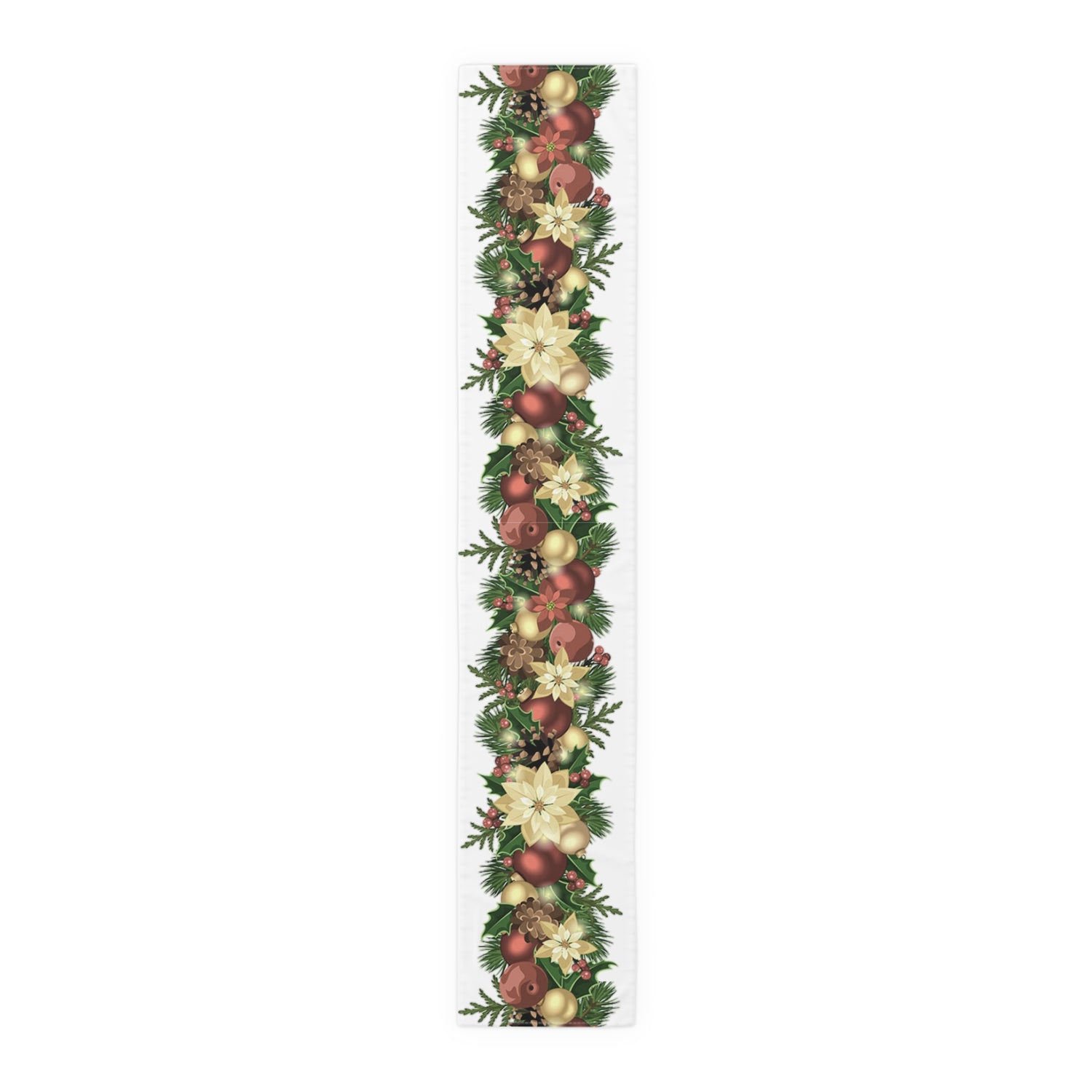 Table Runner (Cotton, Poly) Poinsettia Christmas