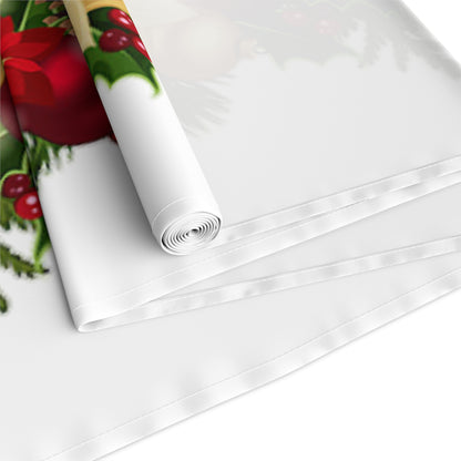 Table Runner (Cotton, Poly) Poinsettia Christmas