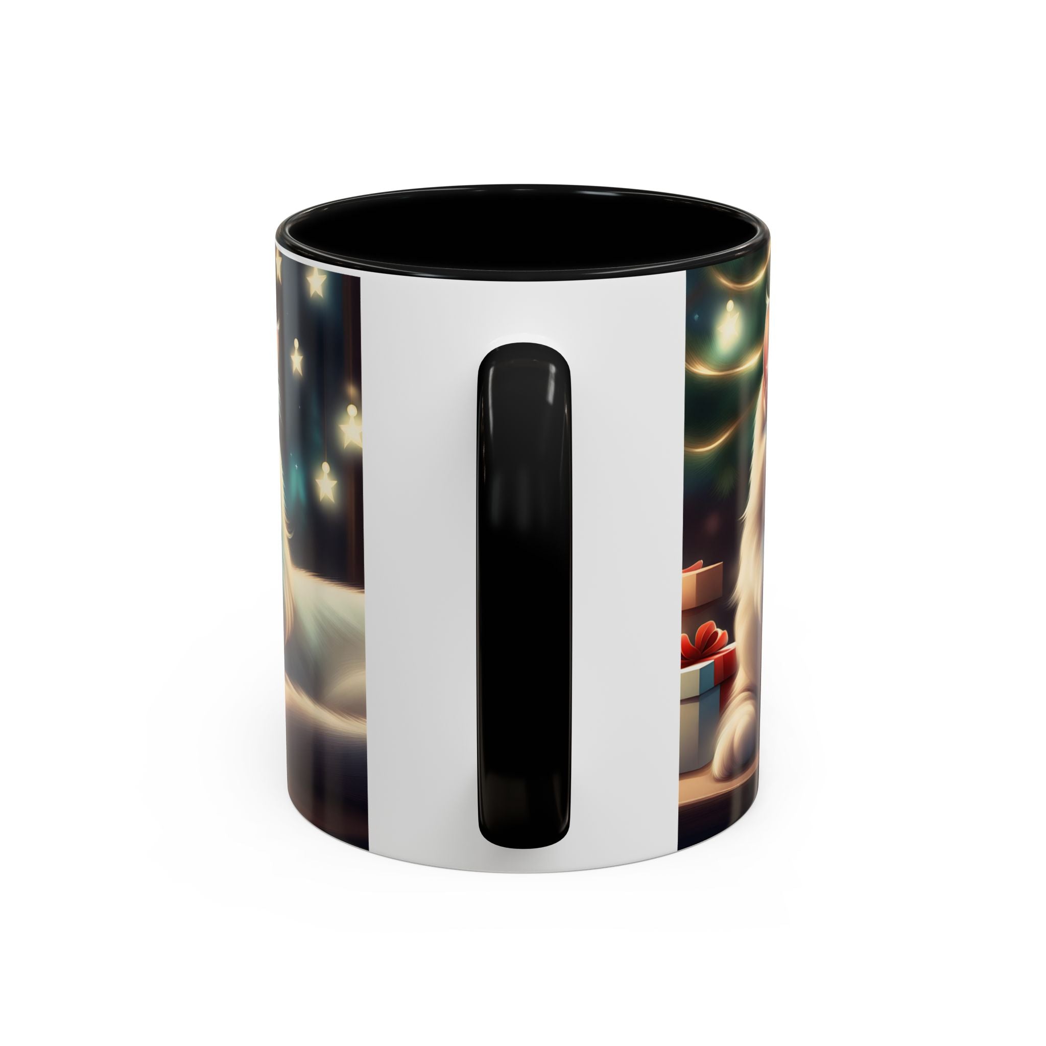 Accent Coffee Mug White Cat Christmas