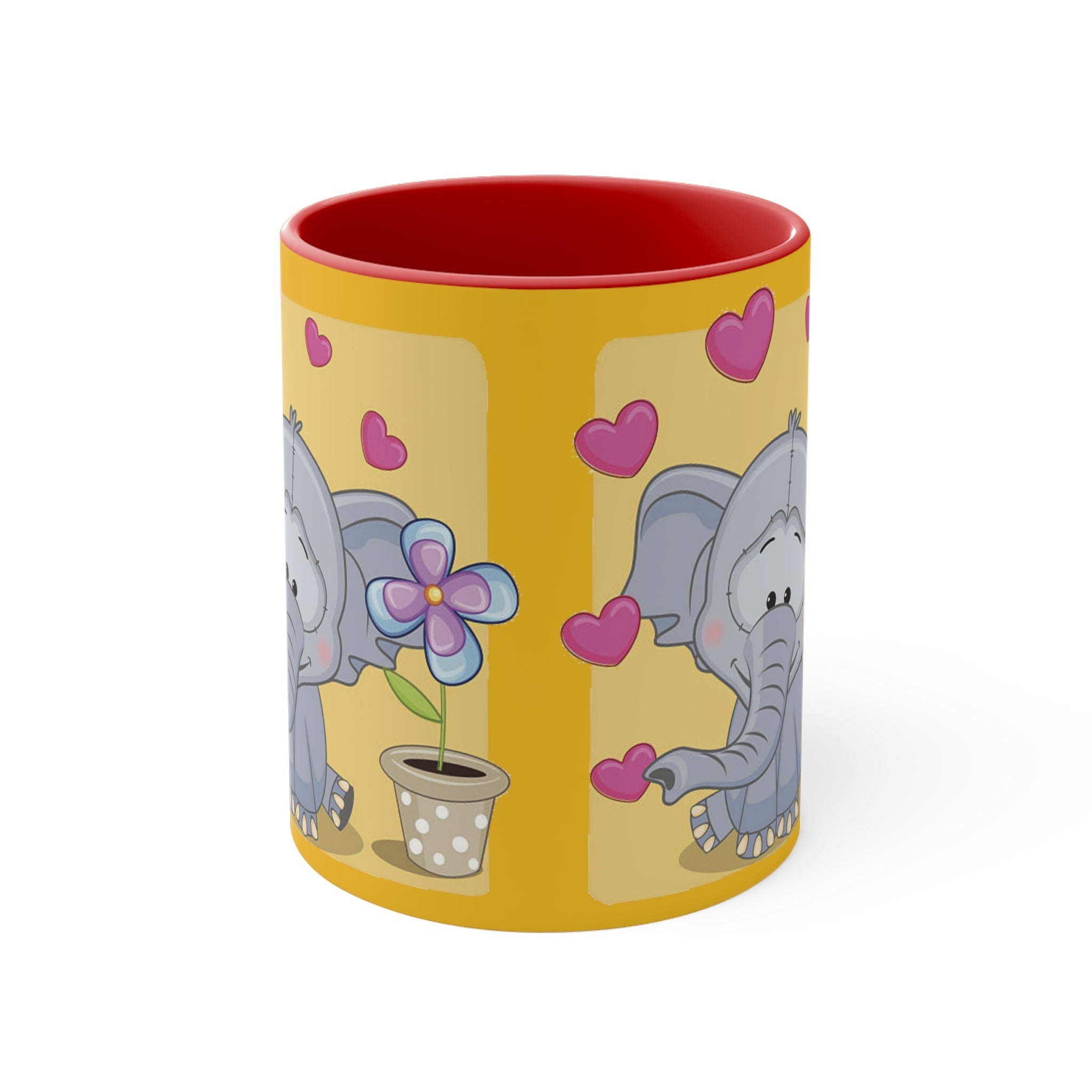 Accent Coffee Mug Elephant with Hearts