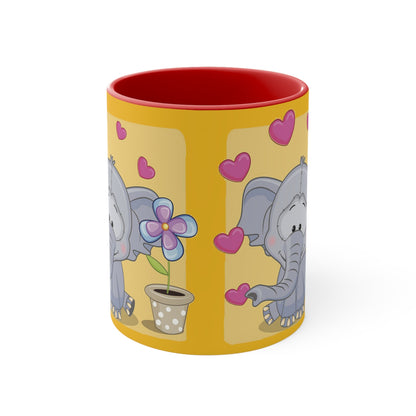 Accent Coffee Mug Elephant with Hearts