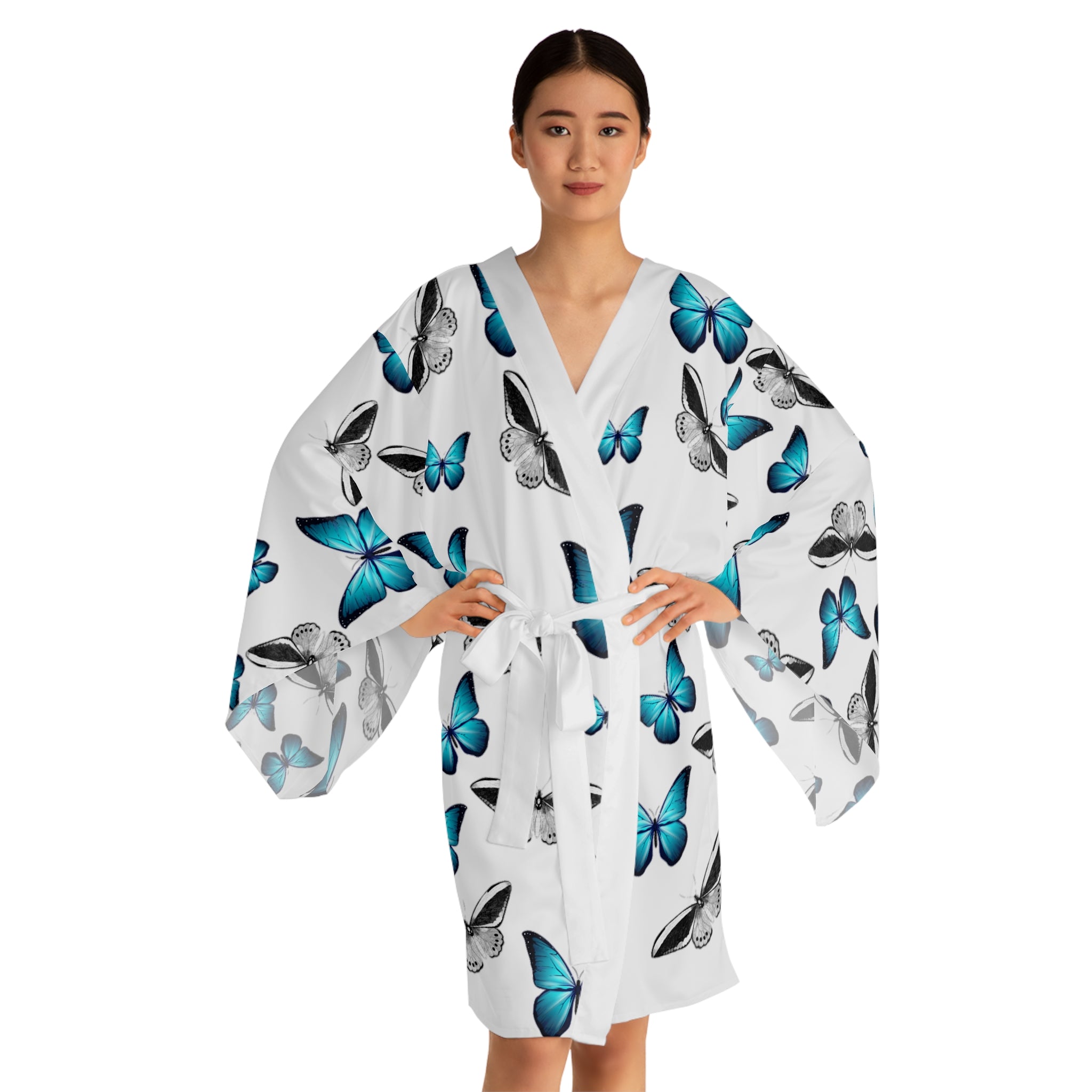 Long Sleeve Kimono Robe Butterflies