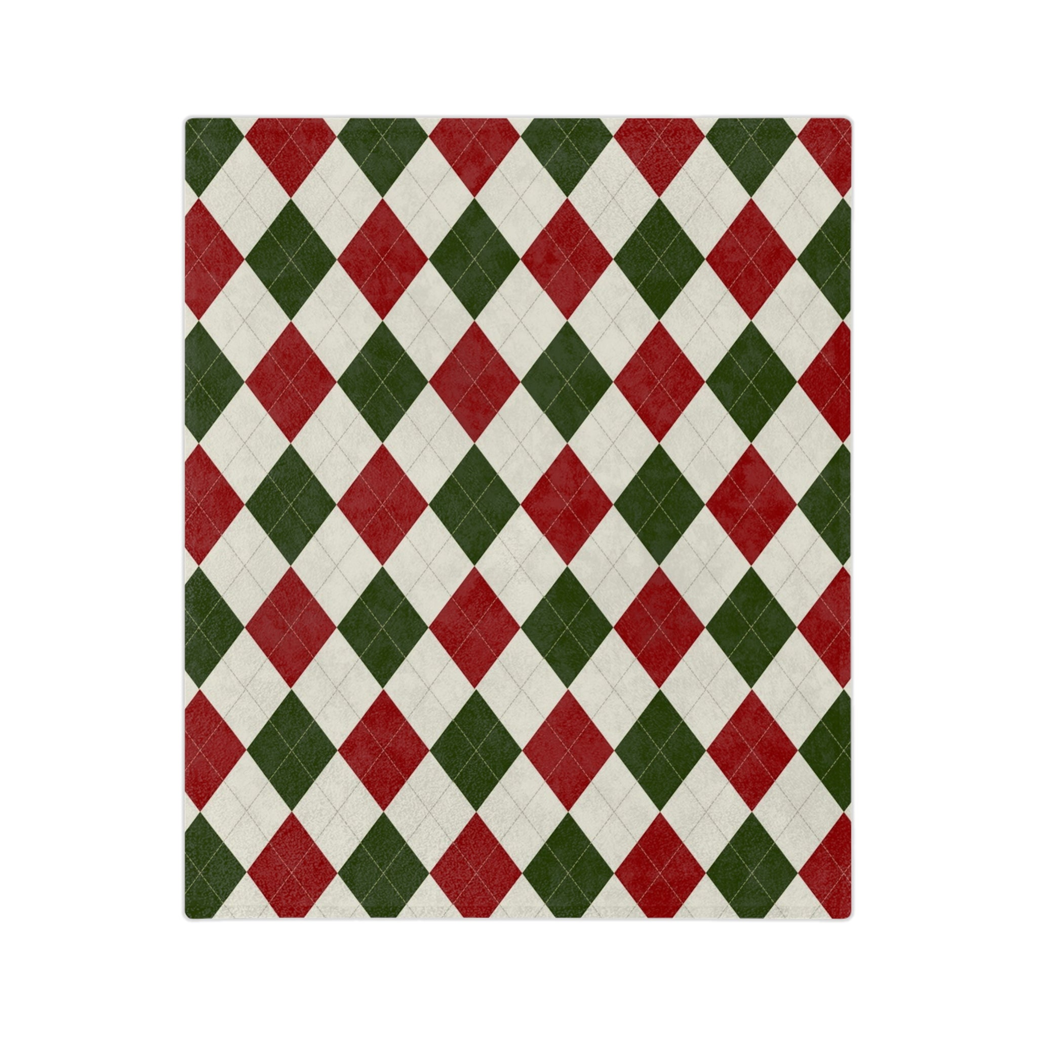 Velveteen Minky Blanket Christmas pattern red green