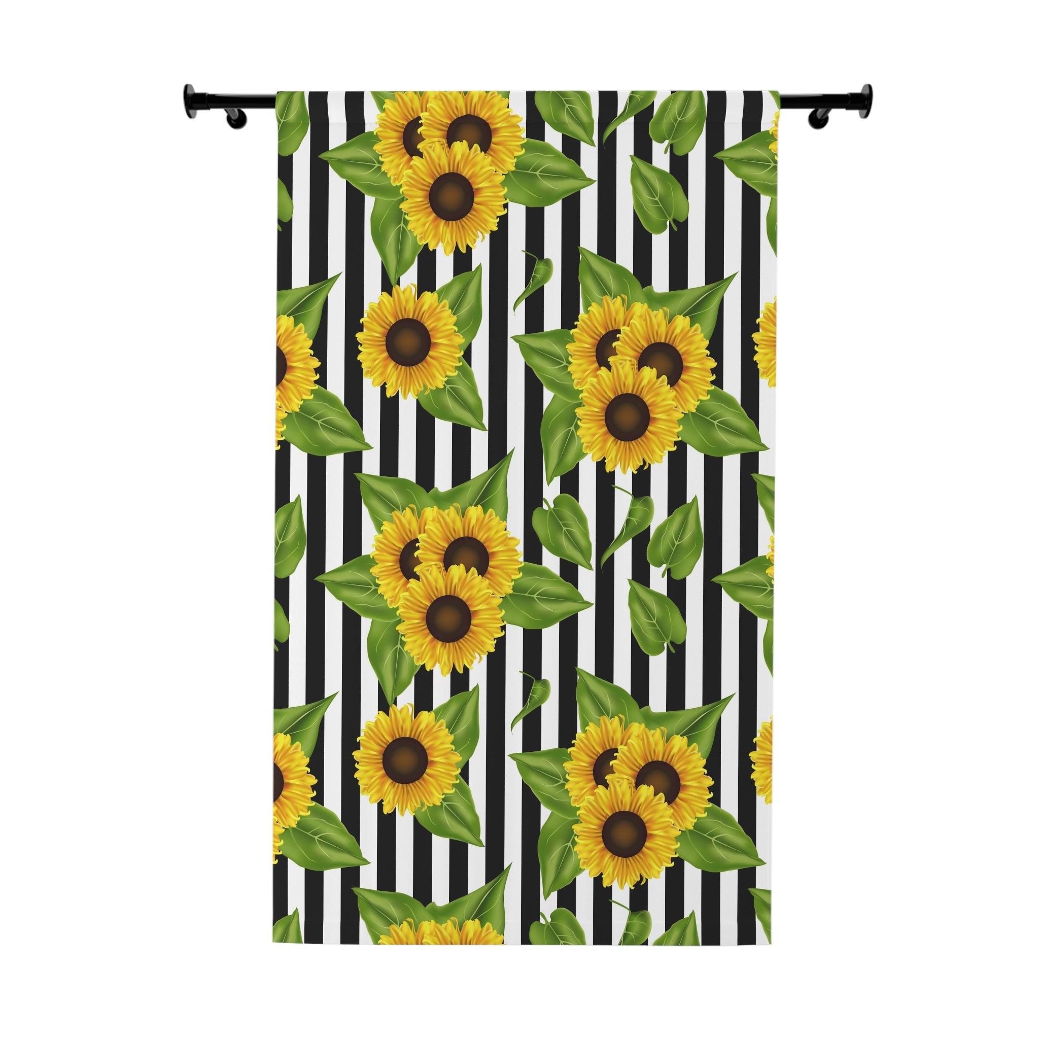 Window Curtains (1 Piece) Sunflowers on black and white