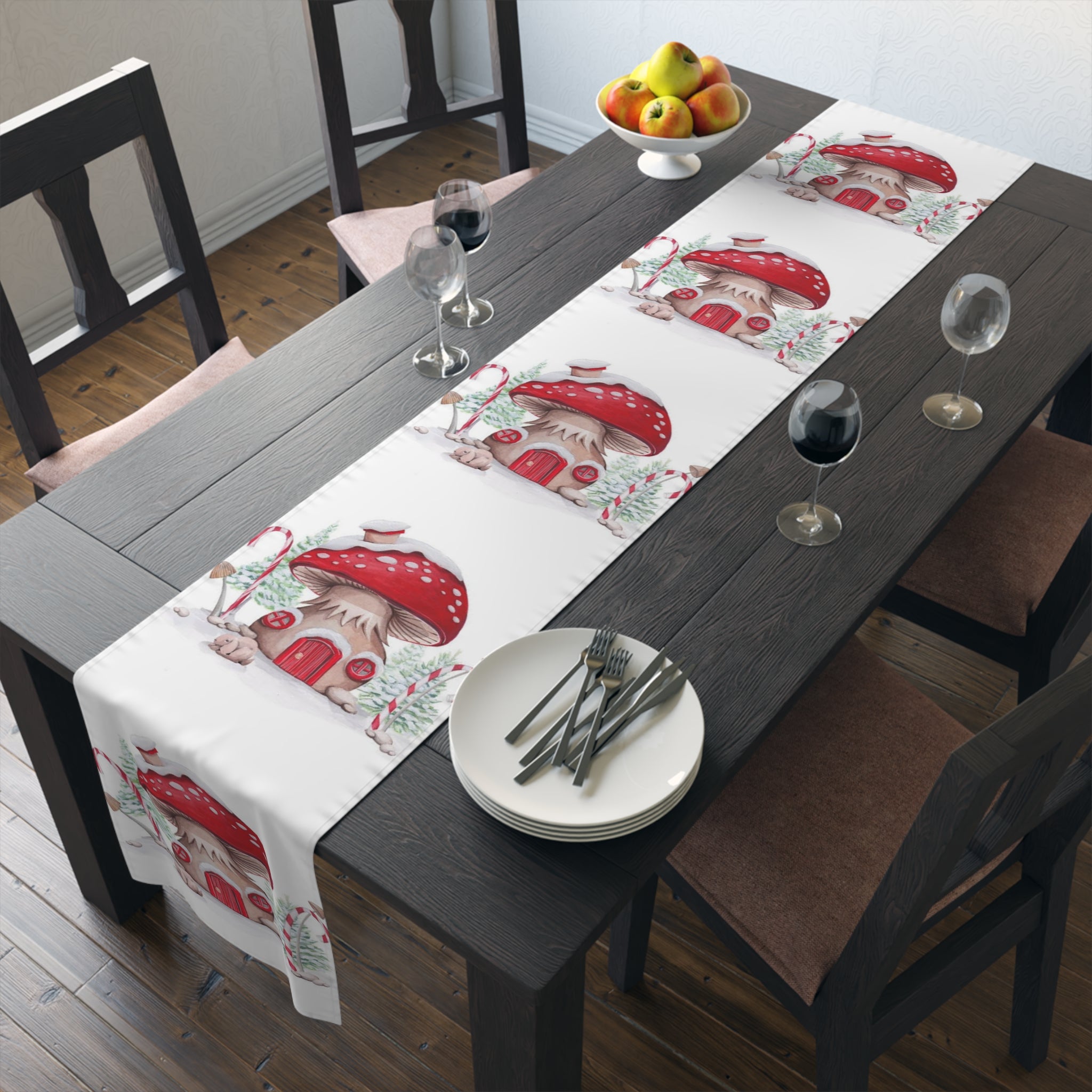 Table Runner (Cotton, Poly) Christmas decoration Mushrooms