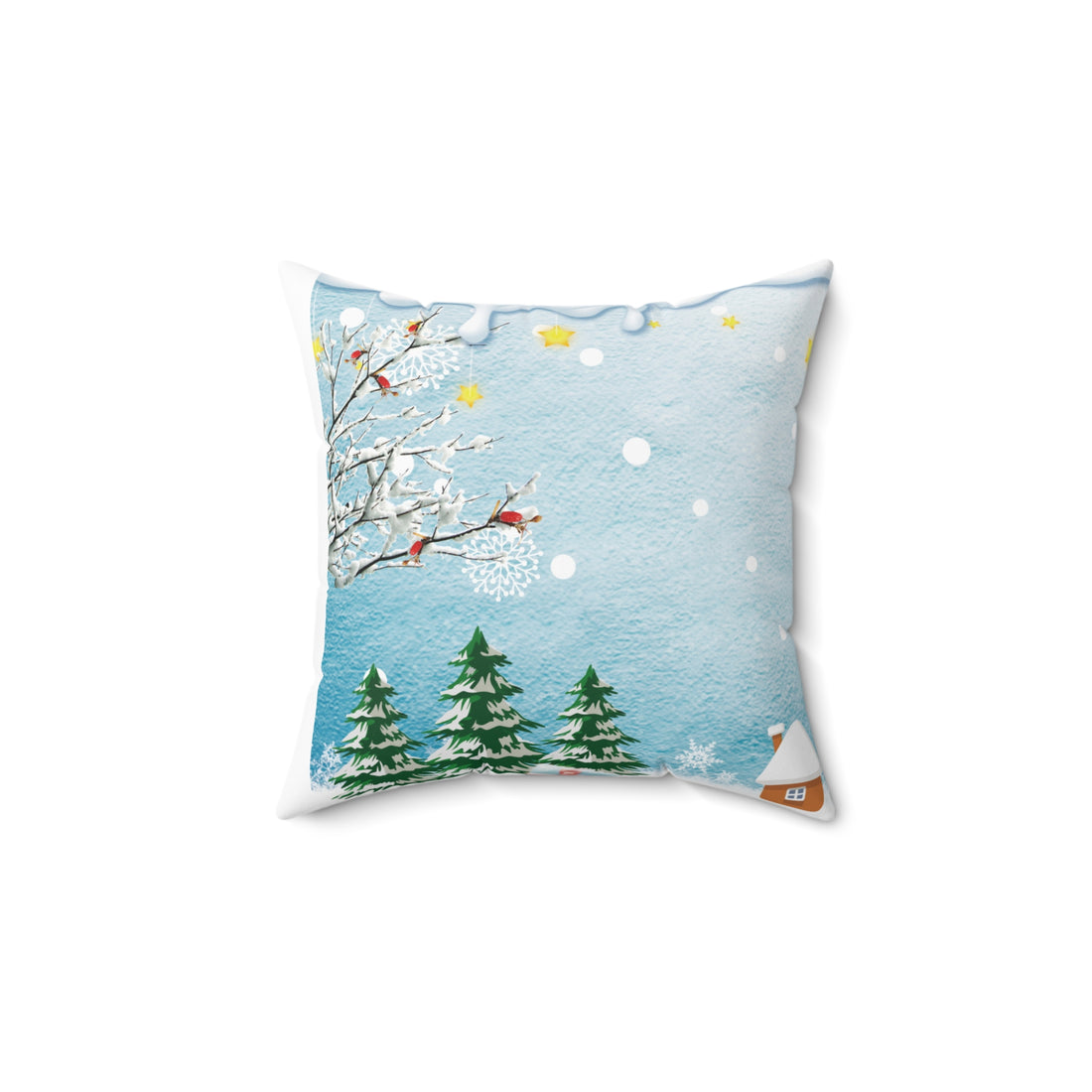 Spun Polyester Square Pillow Snowman