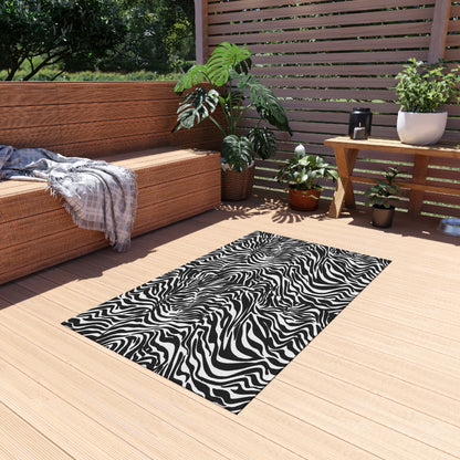 Outdoor Rug White Black Zebra print