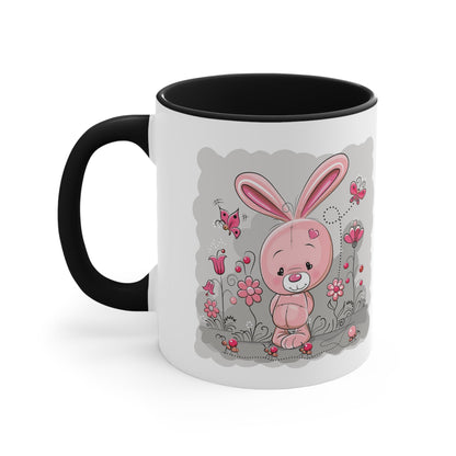 Accent Coffee Mug Pink Rabbit Valentine