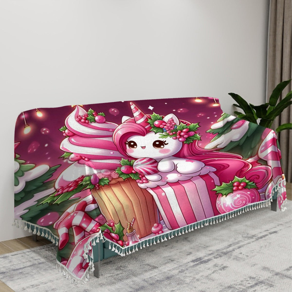 Couch Covers Blanket Housewares Christmas pink Unicorn