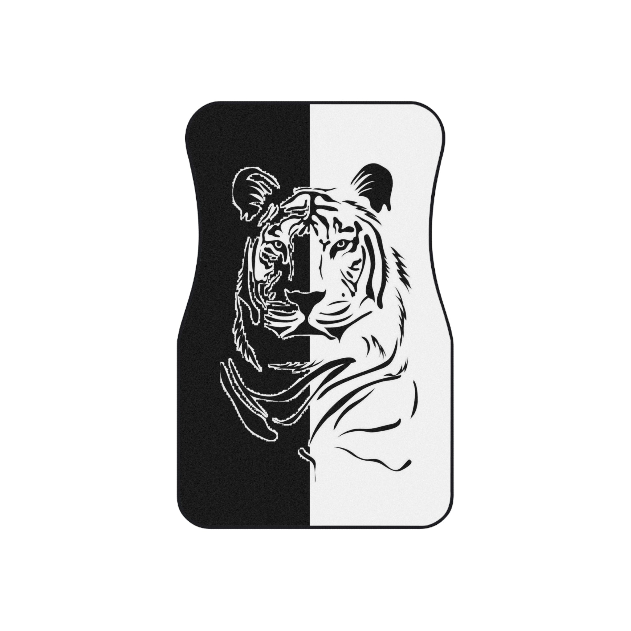 Car Mats (Set of 4) Half black, half white tiger