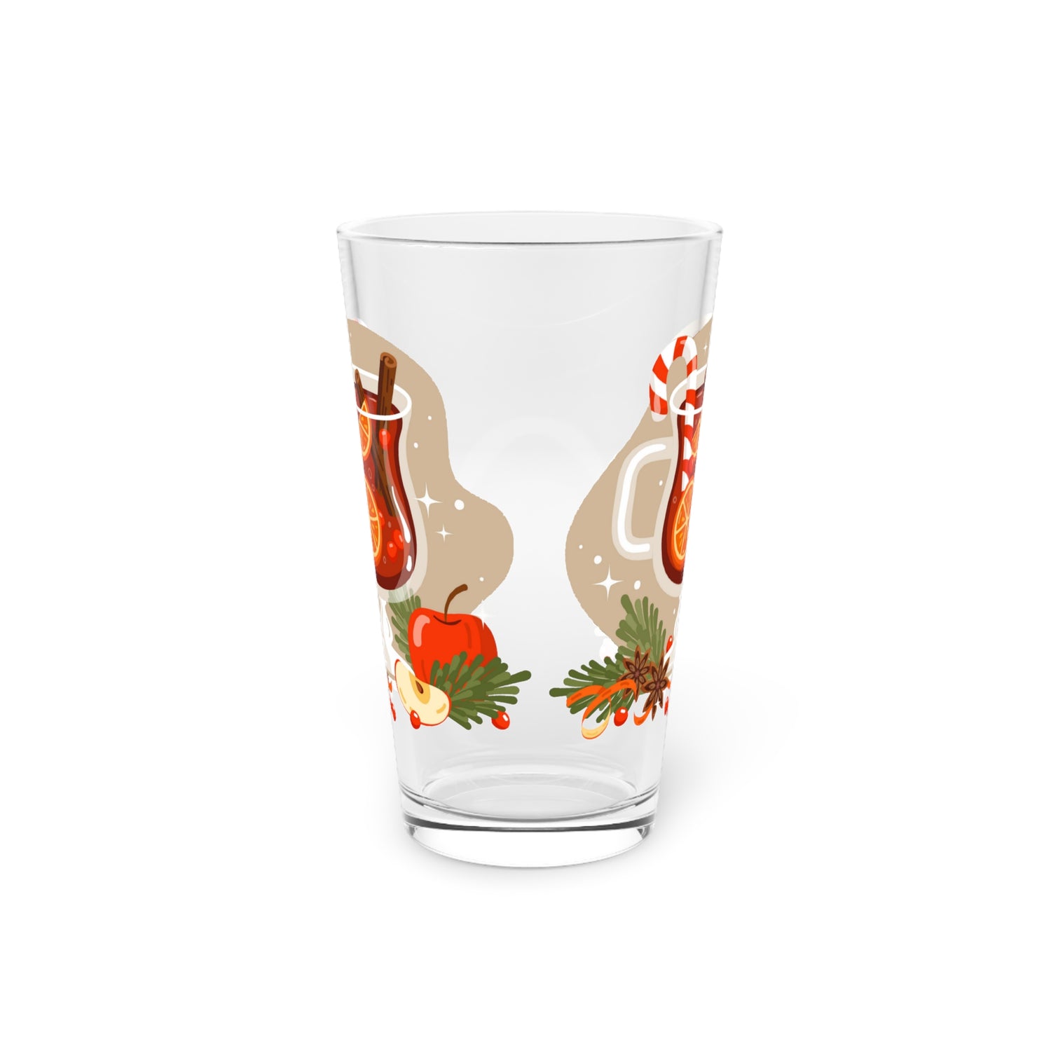 Pint Glass, 16oz Christmas beverage