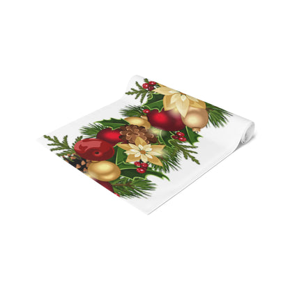 Table Runner (Cotton, Poly) Poinsettia Christmas