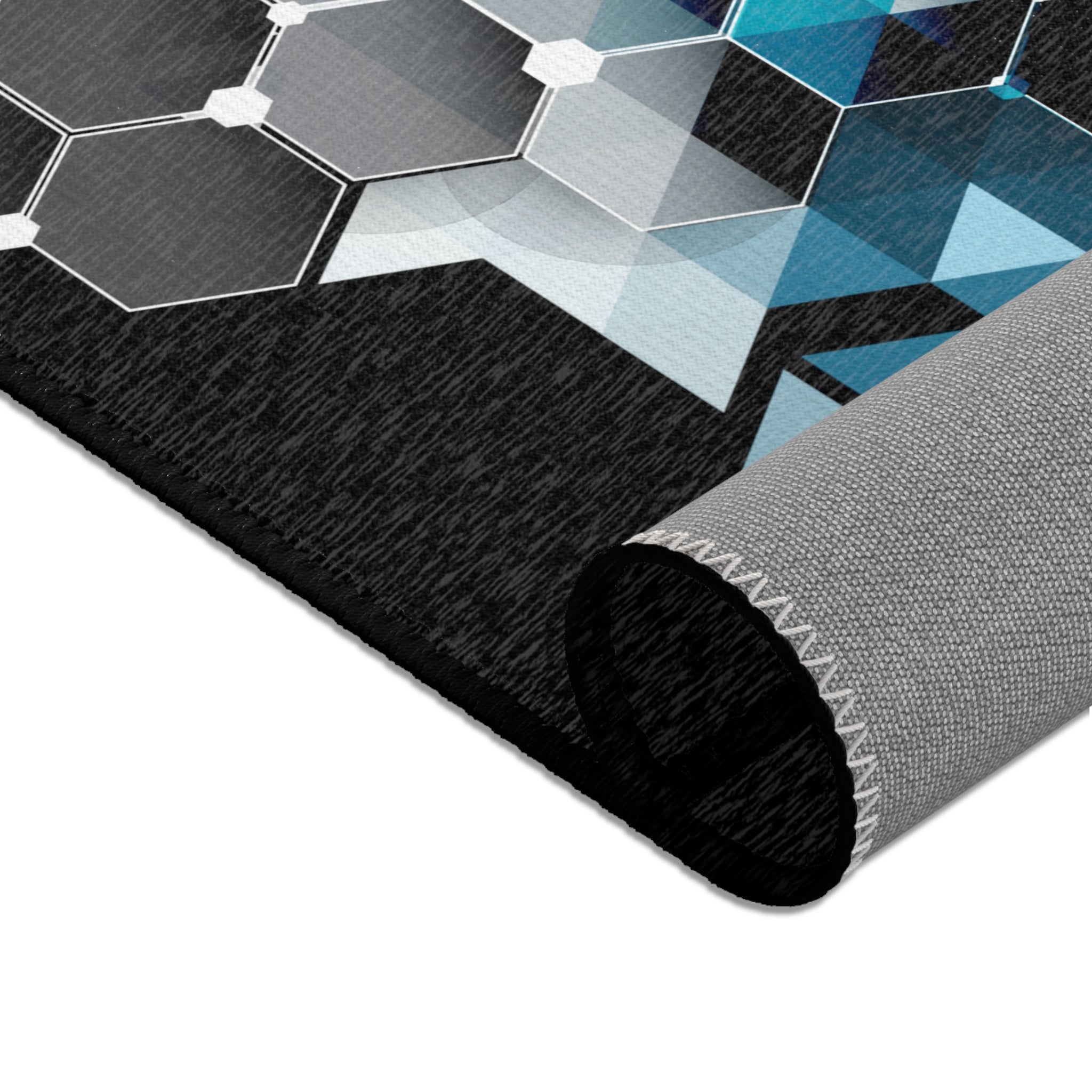 Area Rugs black-blue-grey abstract decoration