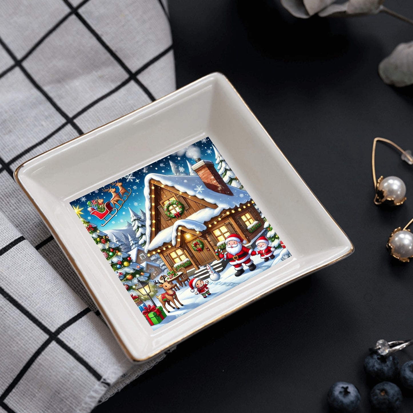 Custom Ceramic Square Dinner Plates Appetizer Plates 1 Pcs ,2 Pcs, 4 Pcs Christmas decoration