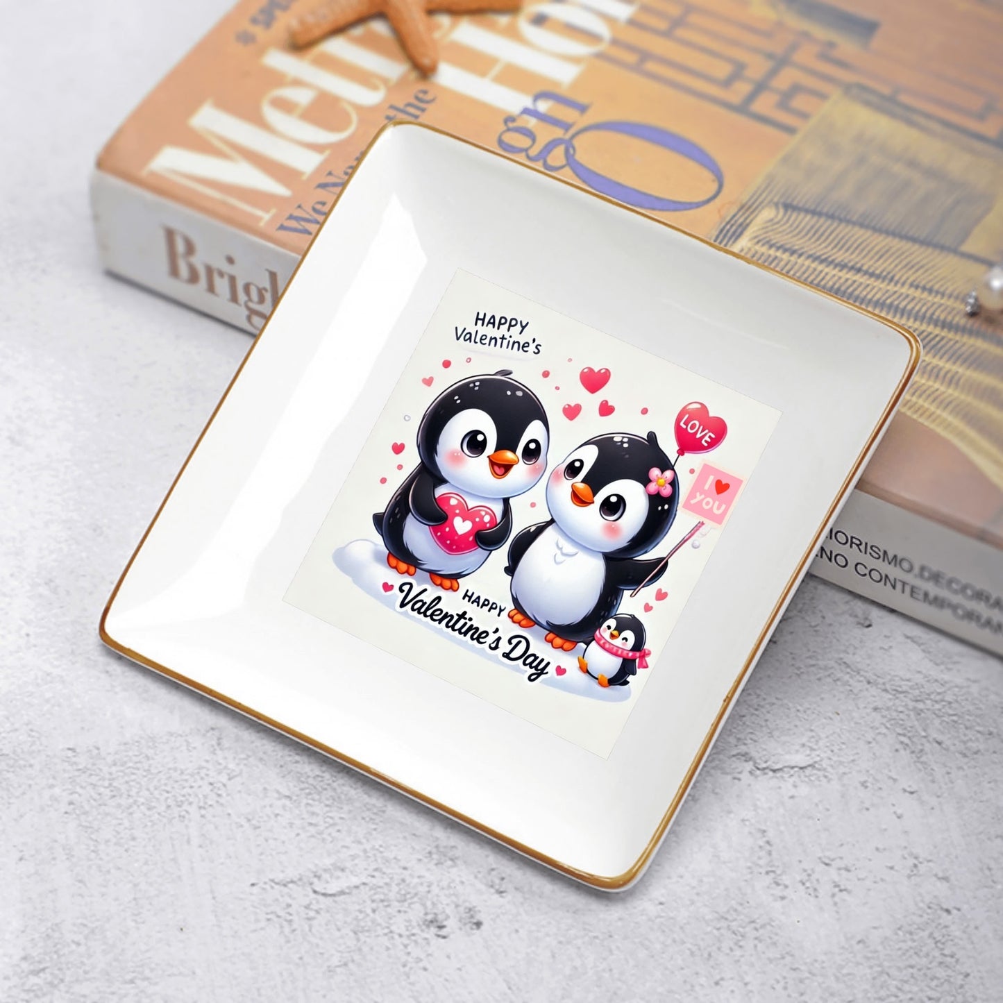 Custom Ceramic Square Dinner Plates – Happy Valentines Day Appetizer Plates Personalized Decor for Romantic Dinner