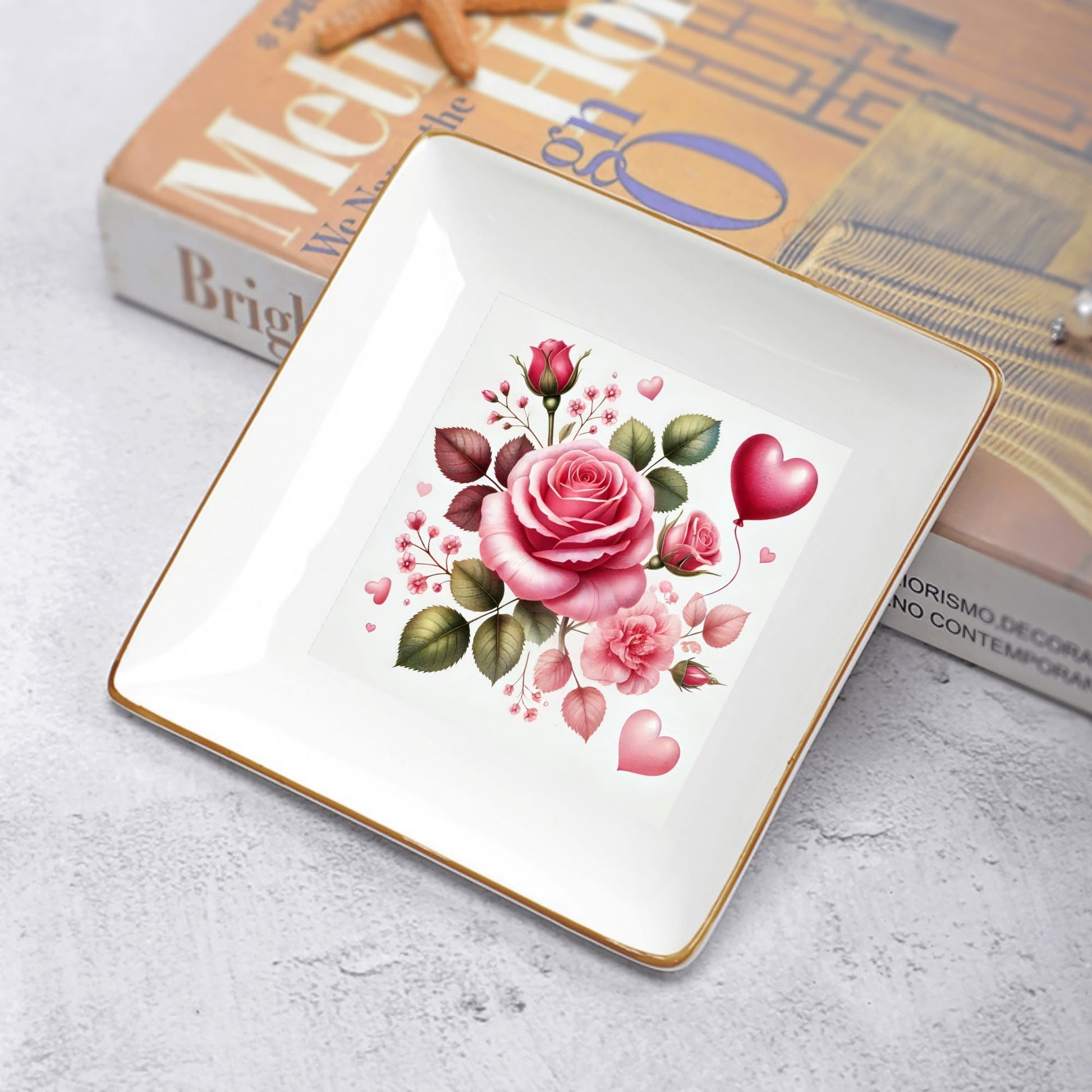 Custom Ceramic Square Dinner Plates – Happy Valentines Day Appetizer Plates Personalized Decor for Romantic Dinner