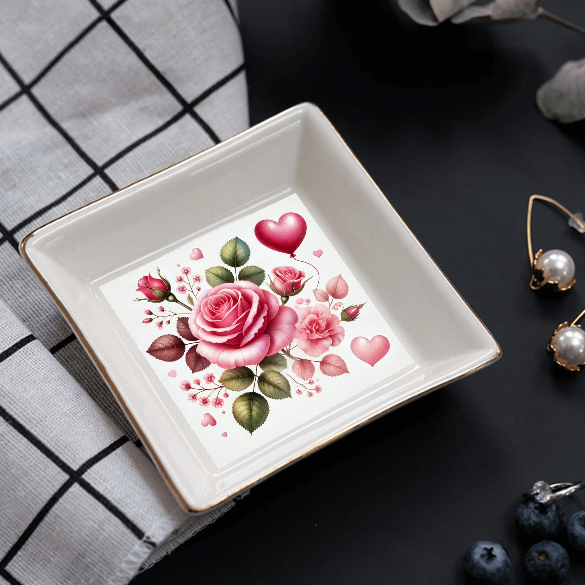 Custom Ceramic Square Dinner Plates – Happy Valentines Day Appetizer Plates Personalized Decor for Romantic Dinner