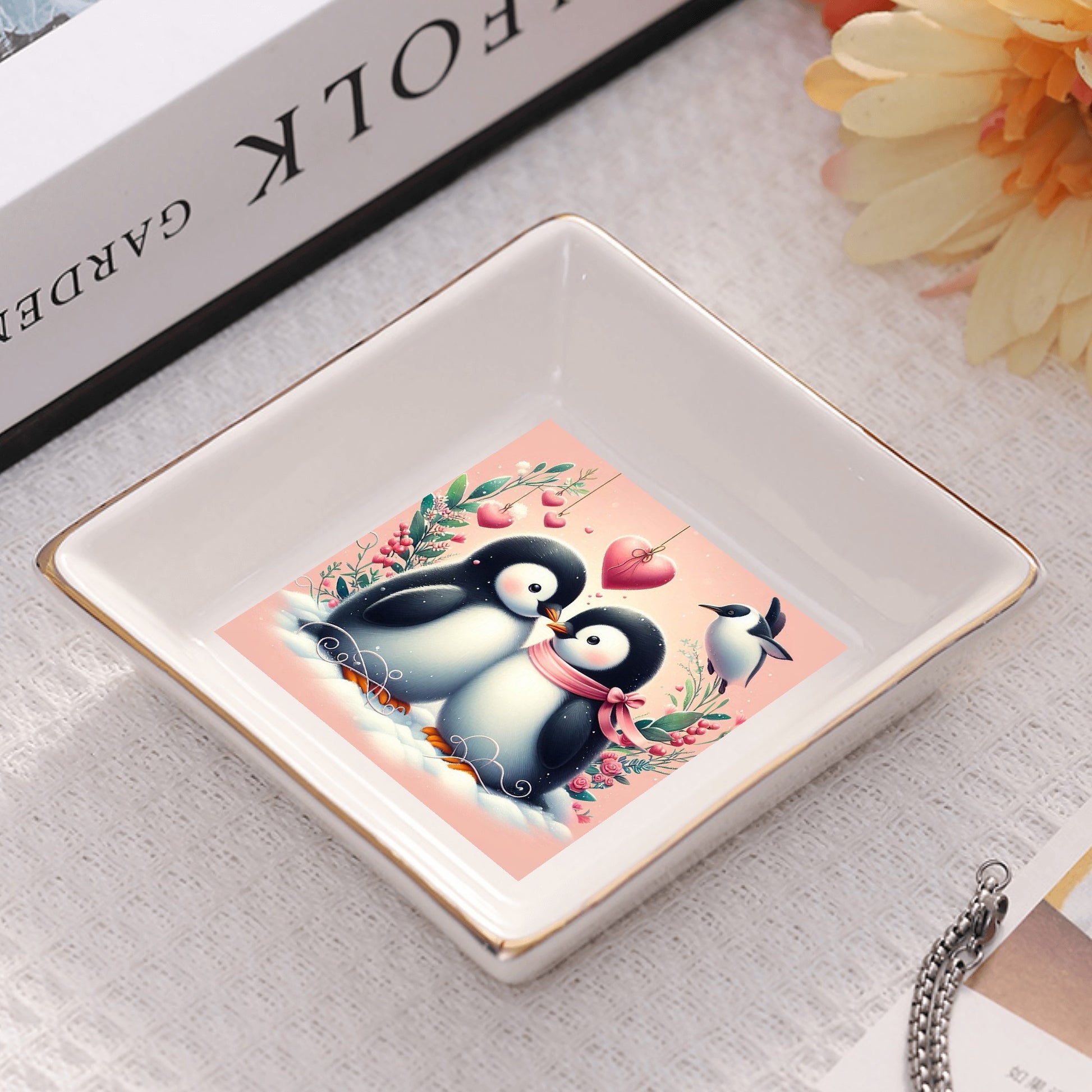 Custom Ceramic Square Dinner Plates – Happy Valentines Day Appetizer Plates Personalized Decor for Romantic Dinner