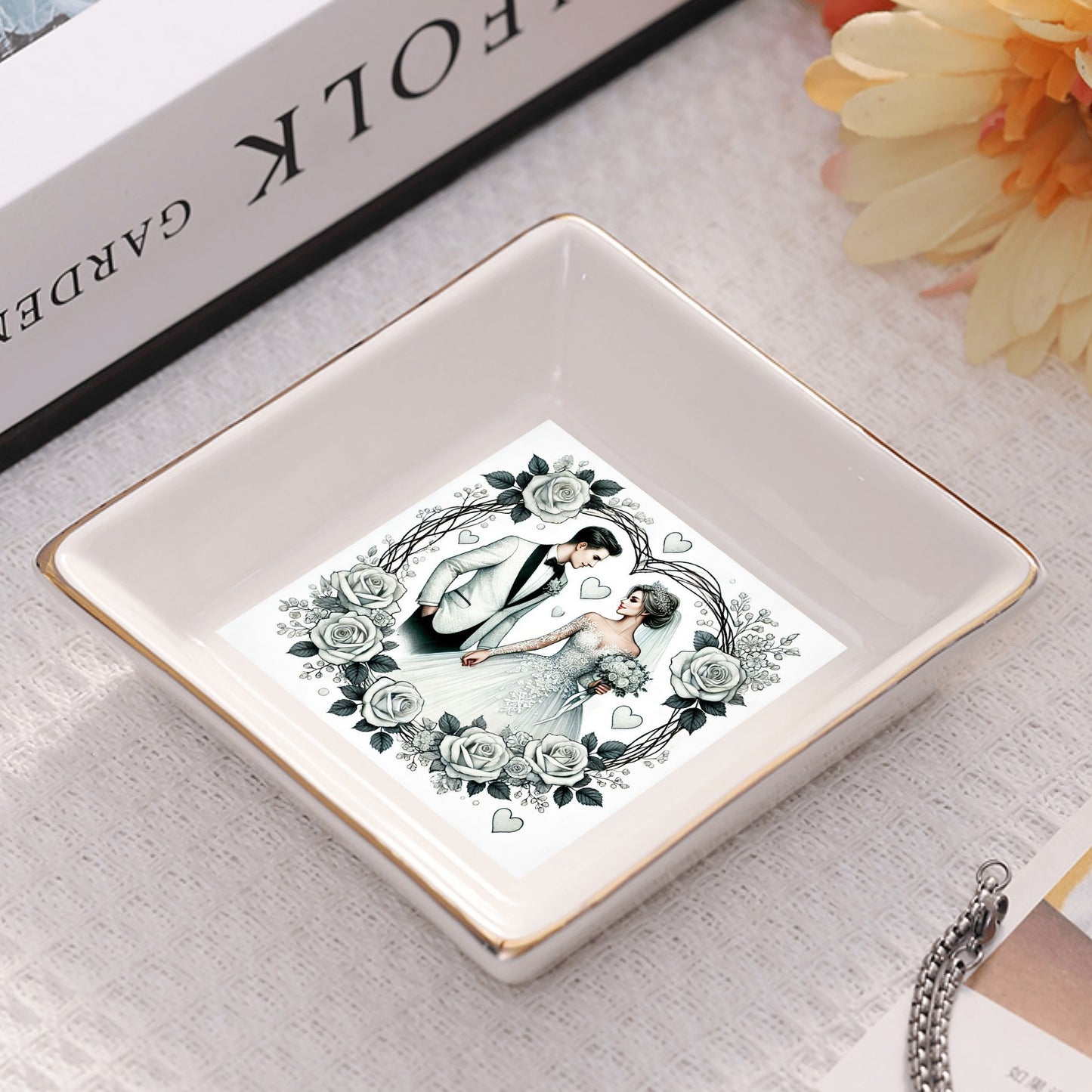 Custom Ceramic Square Dinner Plates – Happy Valentines Day Appetizer Plates Personalized Decor for Romantic Dinner