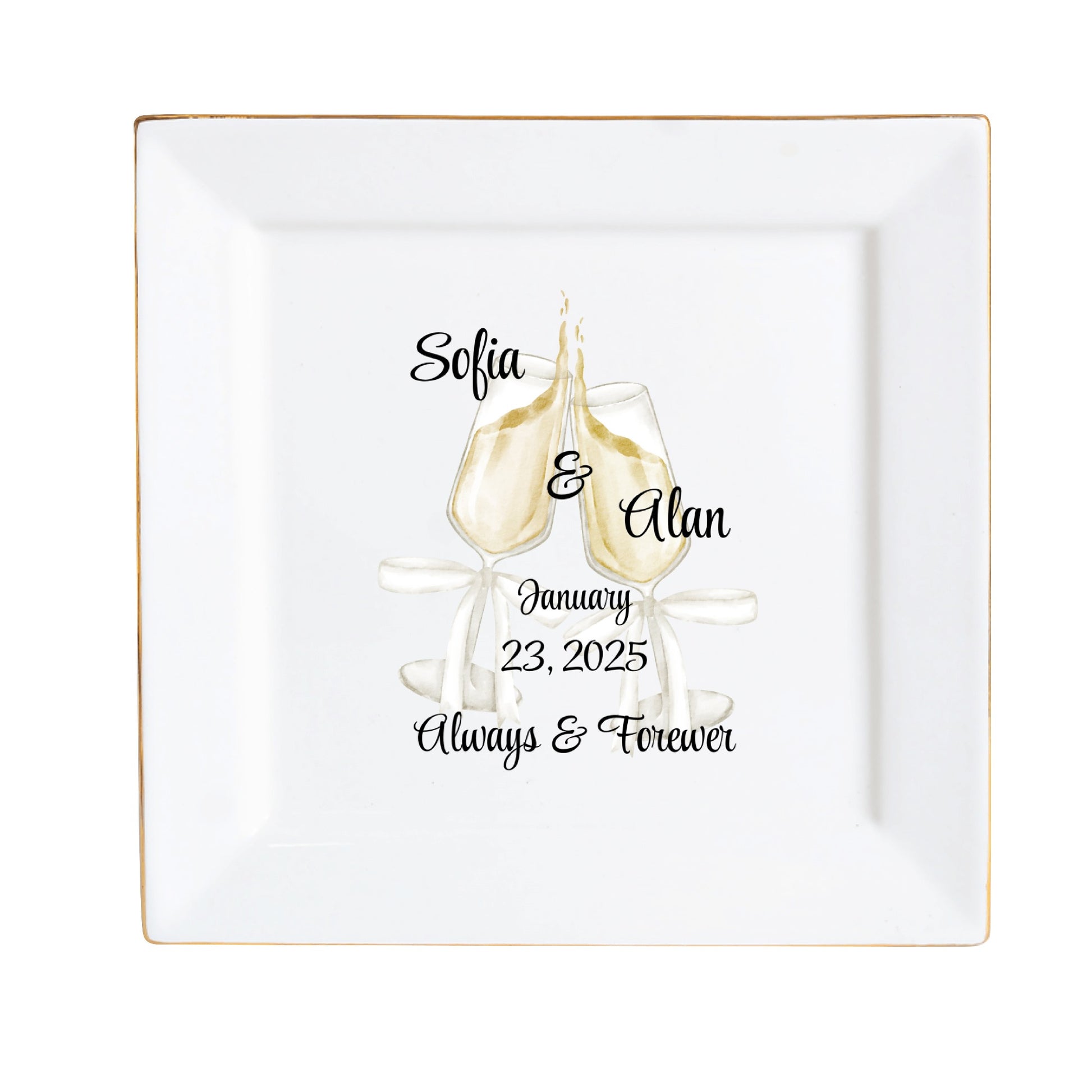 Custom Ceramic Square Dinner Plates – Happy Valentines Day Appetizer Plates Personalized Decor for Romantic Dinner