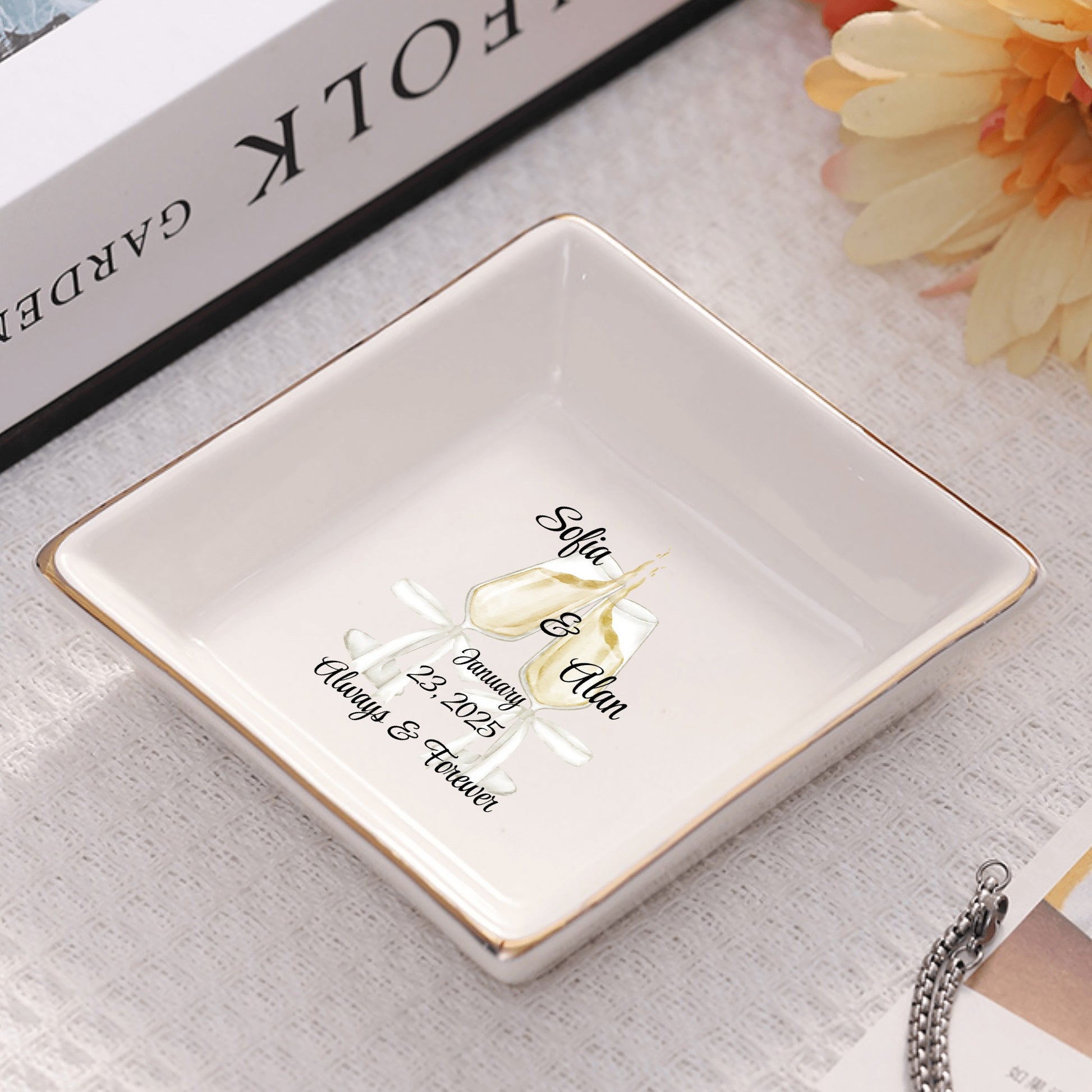 Custom Ceramic Square Dinner Plates – Happy Valentines Day Appetizer Plates Personalized Decor for Romantic Dinner