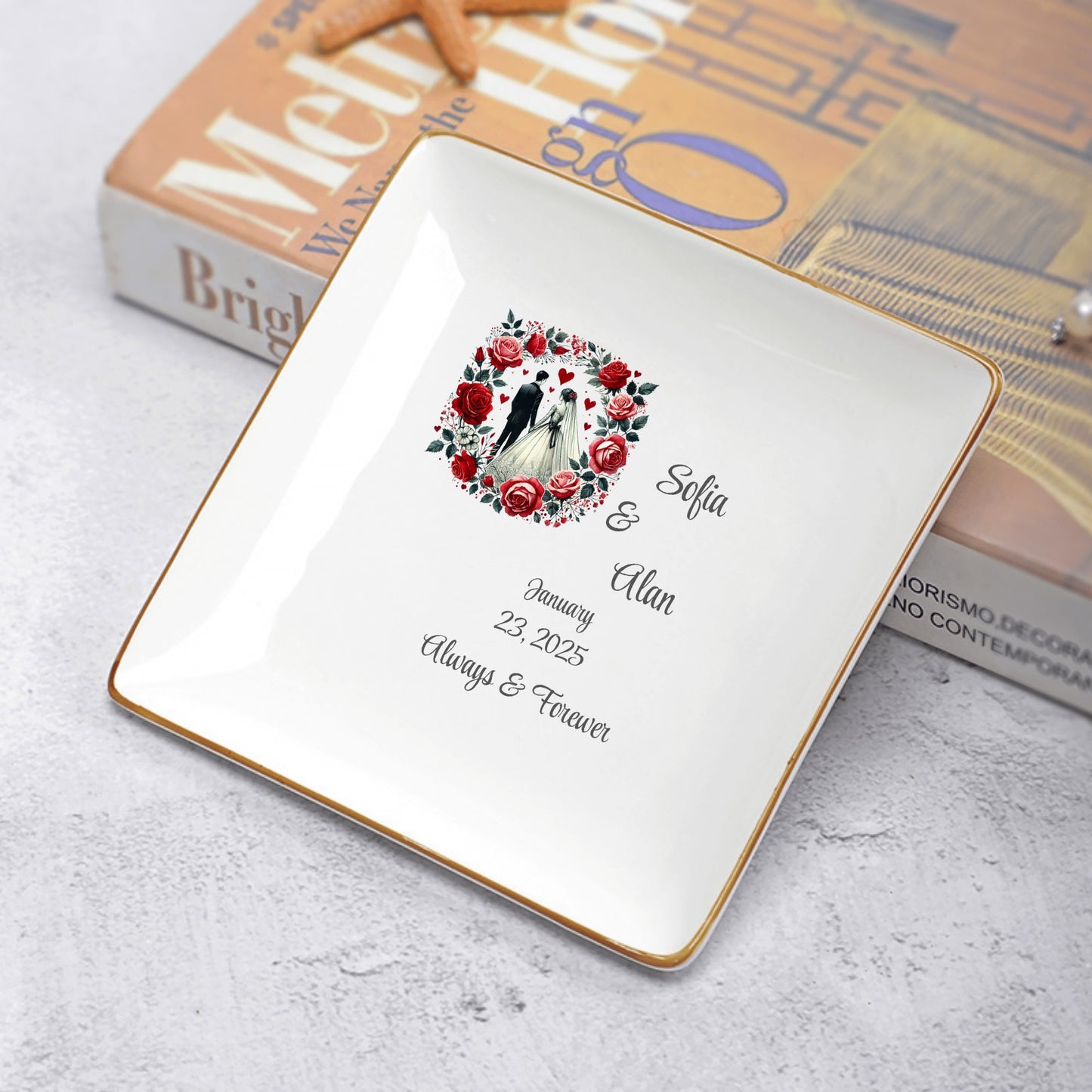 Custom Ceramic Square Dinner Plates – Happy Valentines Day Appetizer Plates Personalized Decor for Romantic Dinner