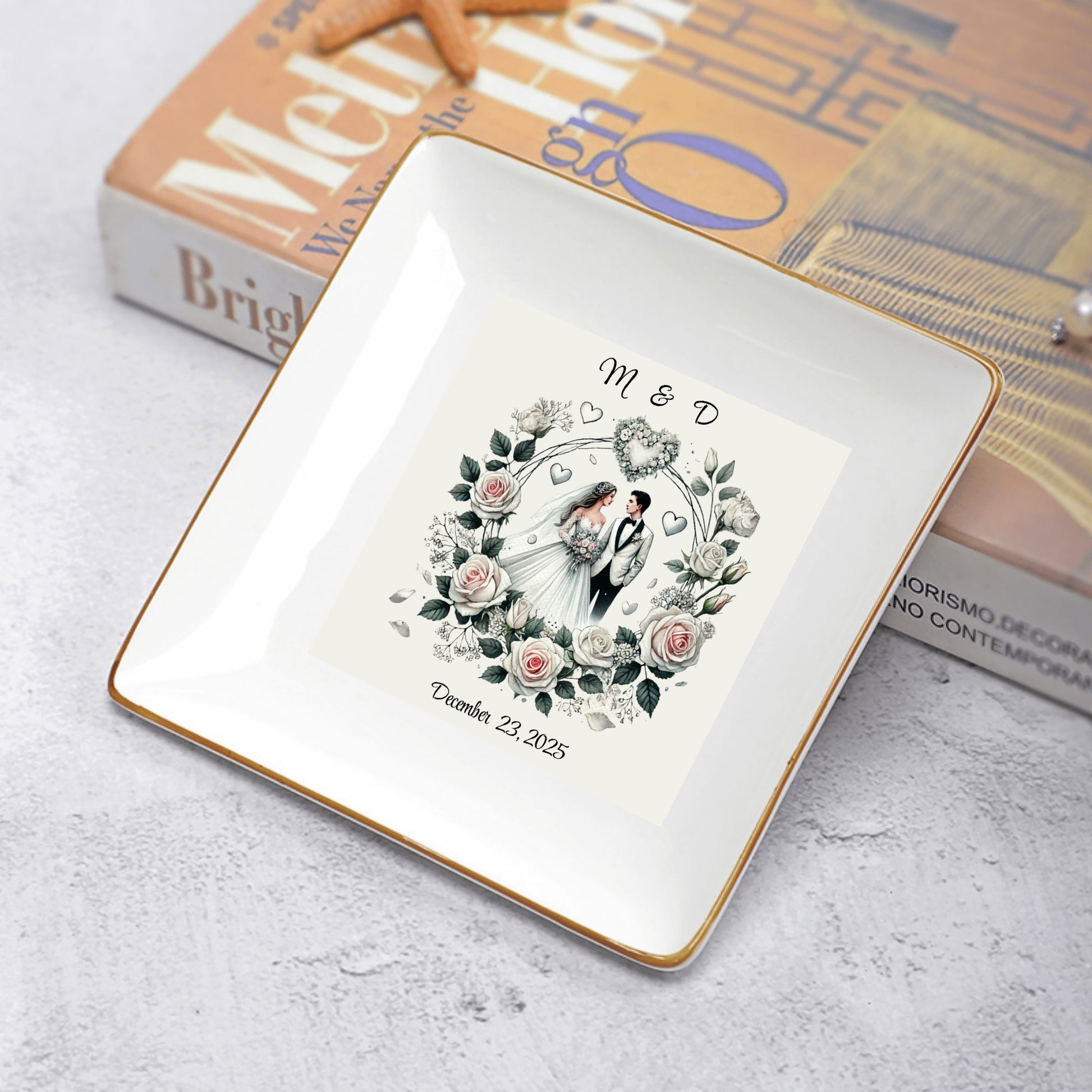 Ceramic Square Plates Weddings Day Appetizers Personalized Dinner Decor Romantic Custom Plates Table Setting Gift