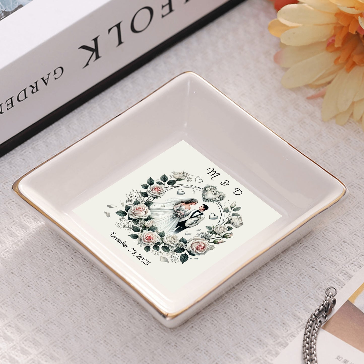 Ceramic Square Plates Weddings Day Appetizers Personalized Dinner Decor Romantic Custom Plates Table Setting Gift