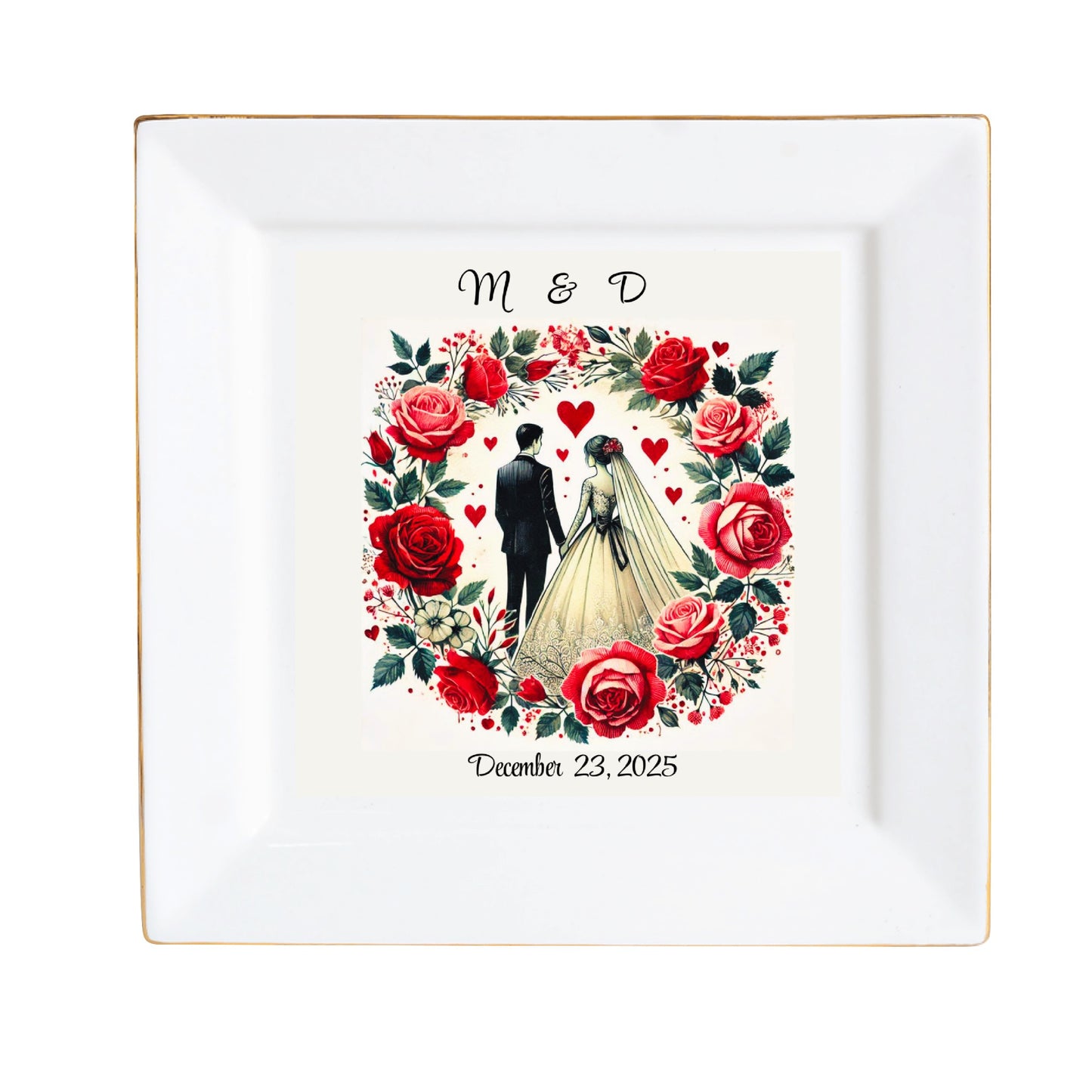 Ceramic Square Plates Weddings Day Appetizers Personalized Dinner Decor Romantic Custom Plates Table Setting Gift - 1